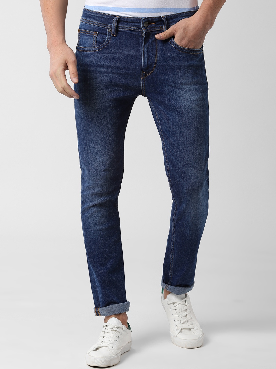 

Peter England Casuals Men Navy Blue Slim Fit Mid-Rise Clean Look Stretchable Jeans