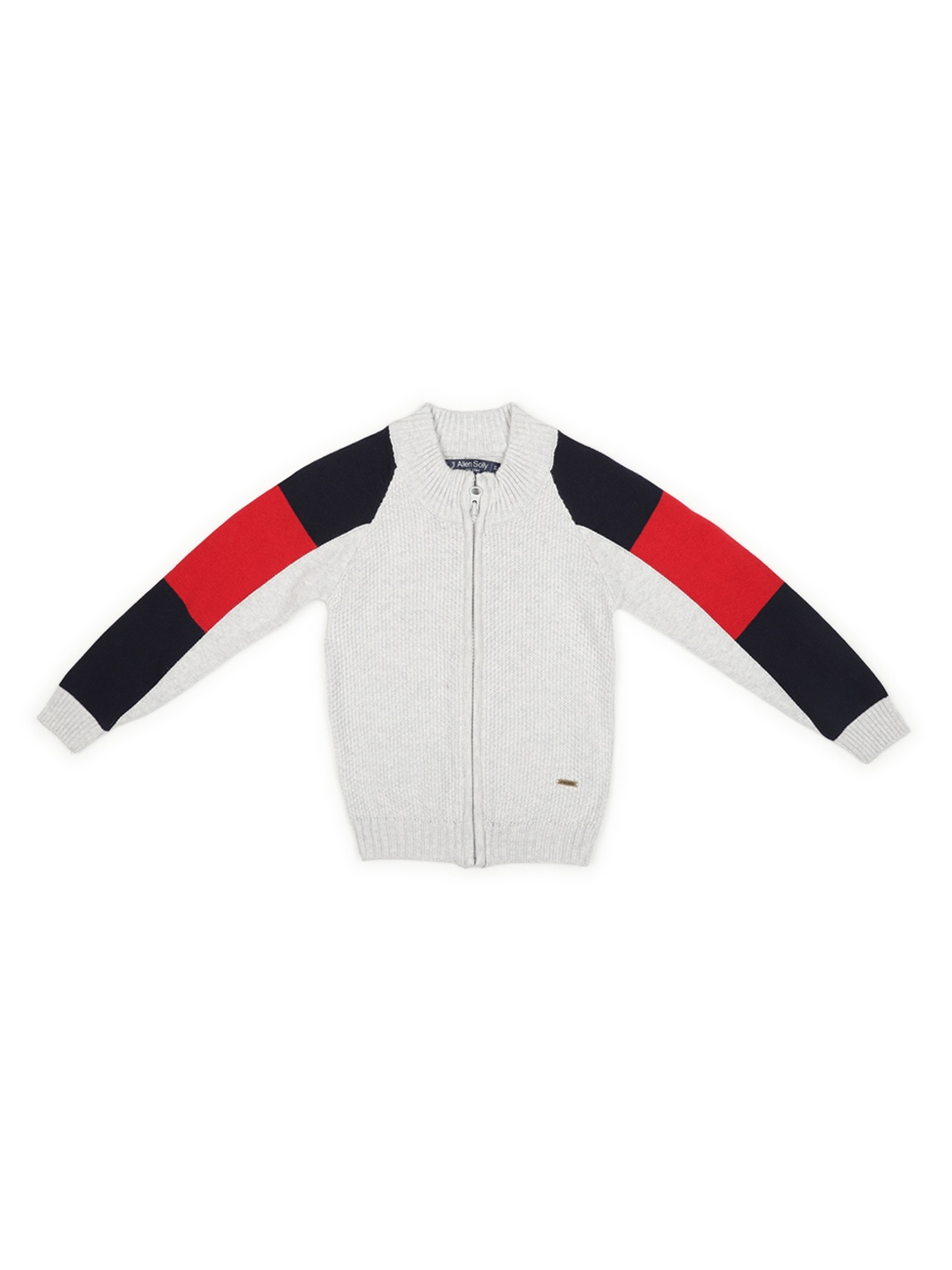 

Allen Solly Junior Boys Grey Melange Colourblocked Front-Open Sweater