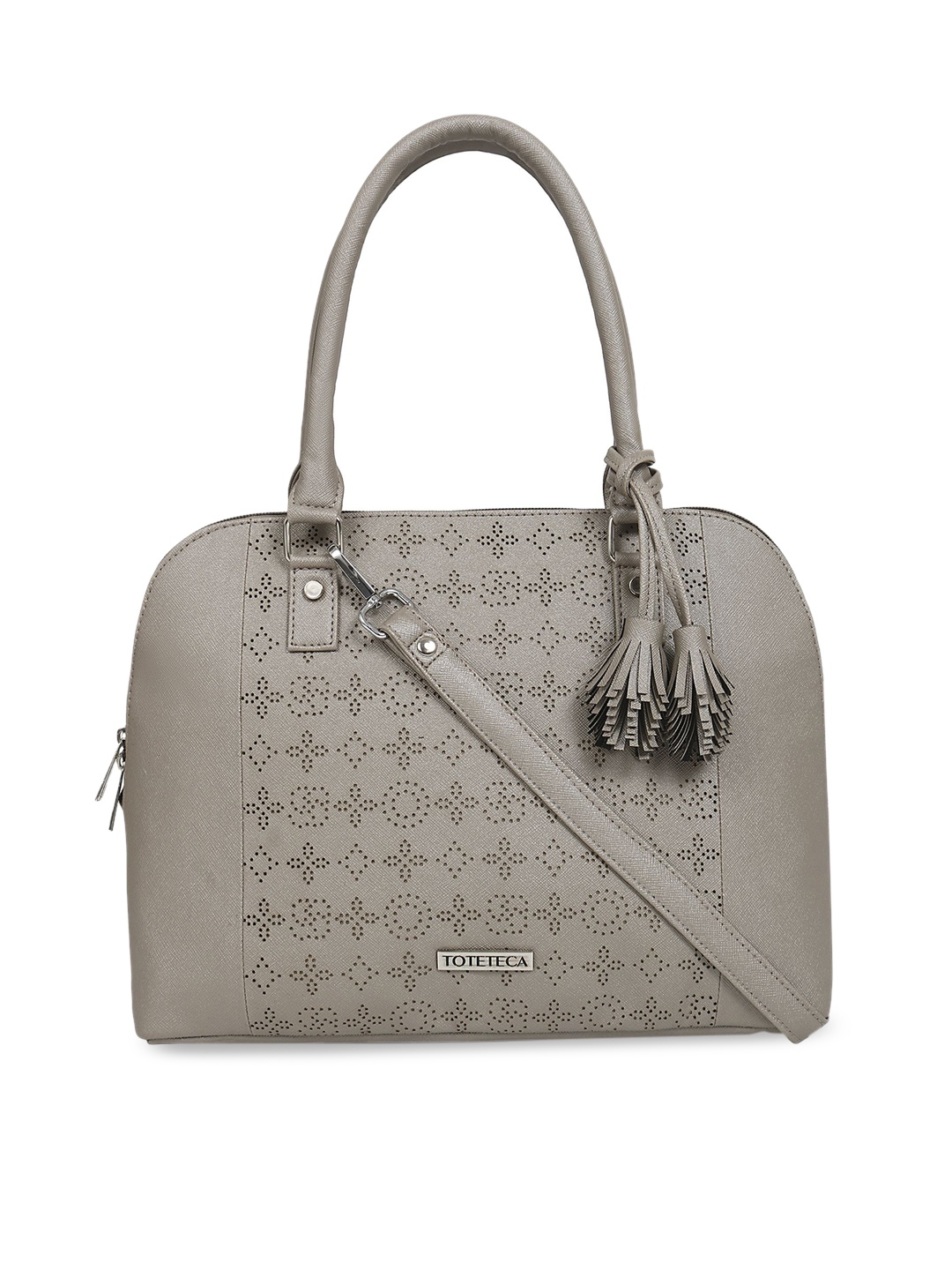 

Toteteca Silver-Toned Solid Handheld Bag