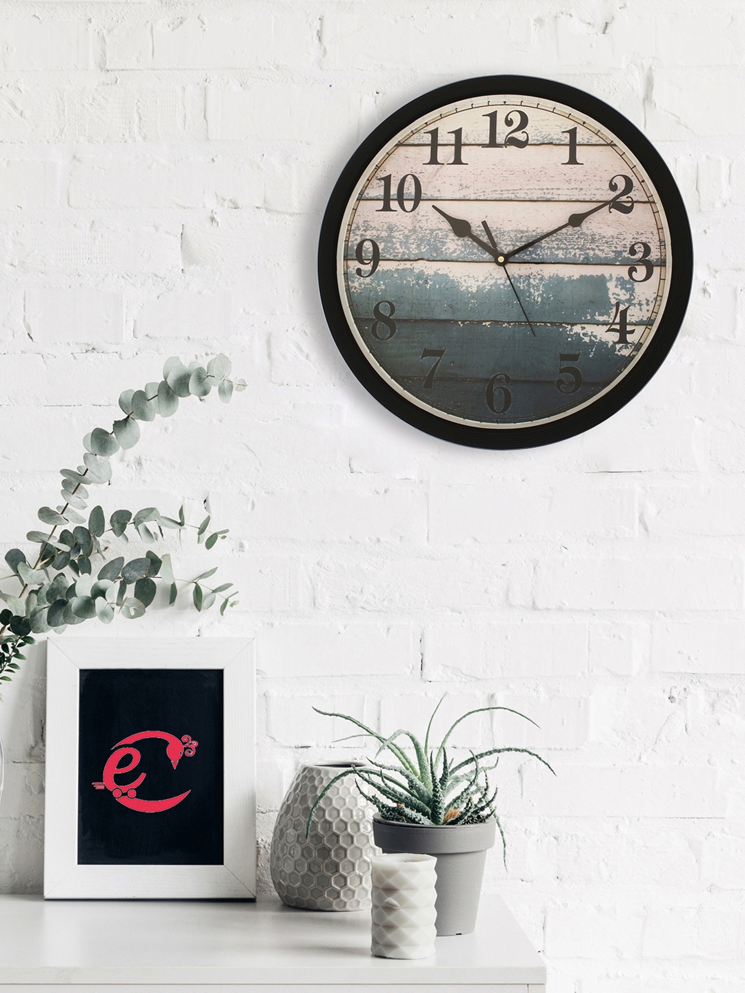 

eCraftIndia Black & Beige Round Printed Analogue Wall Clock