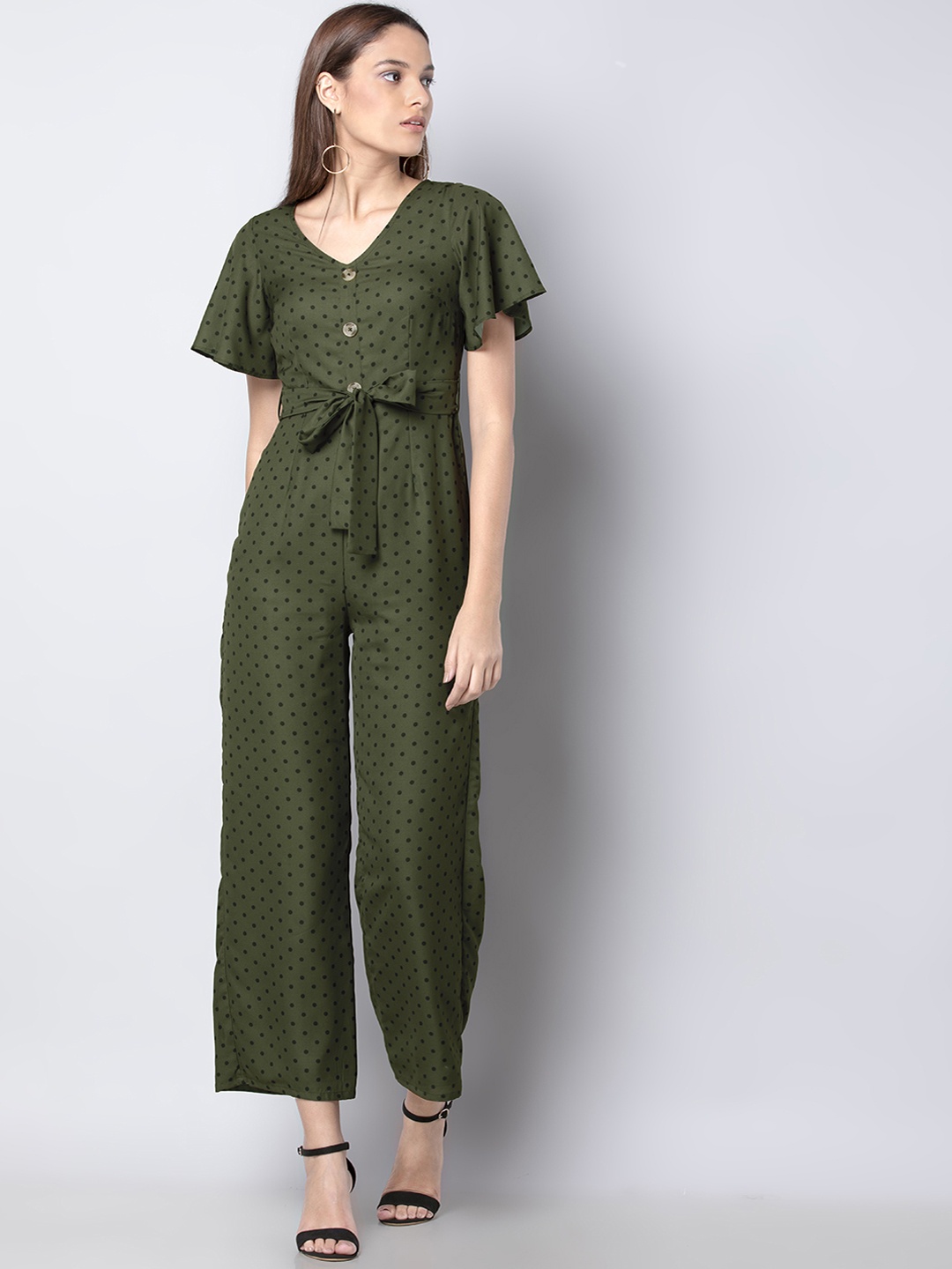 

FabAlley Women Green Printed Basic Jumpsuit
