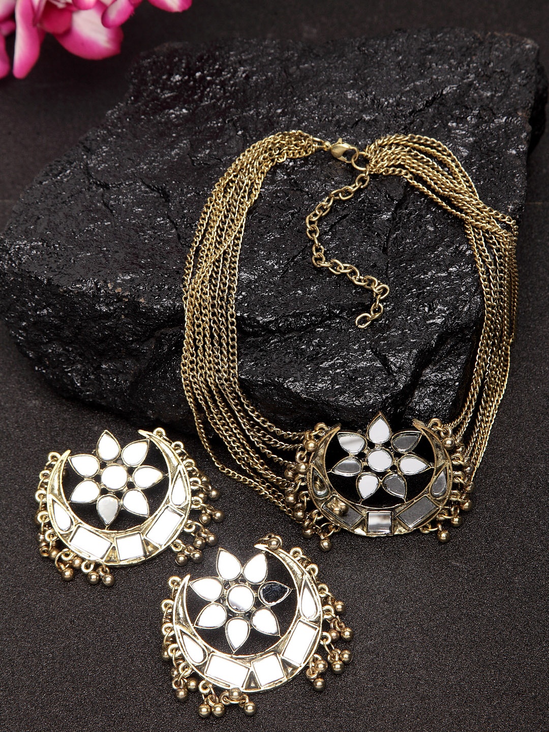

Moedbuille Gold-Plated Handcrafted Afghan Mirror Jewellery Set