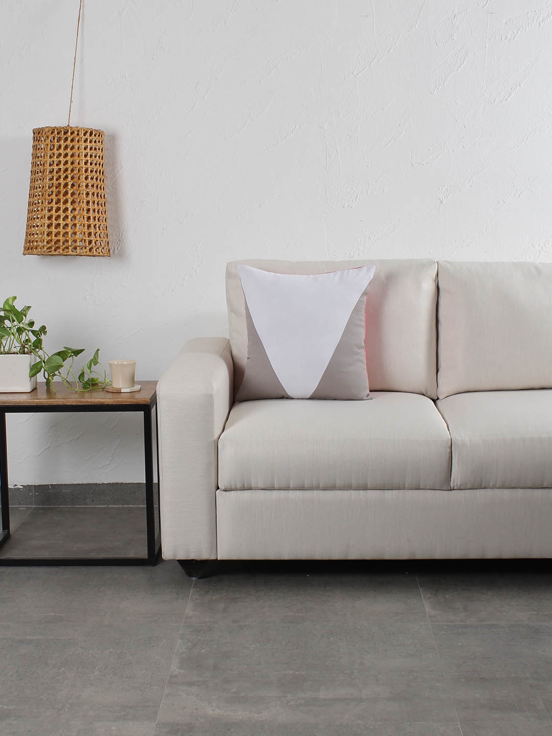 

House This White & Grey Single Colourblocked Square Cushion Covers