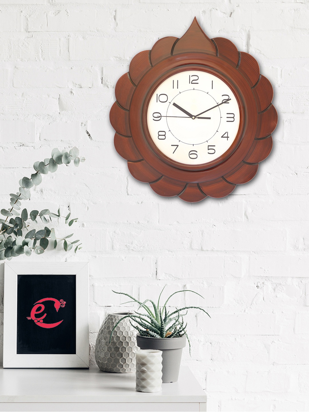 

eCraftIndia Off-White Handcrafted Floral Solid 46 cm Analogue Wall Clock