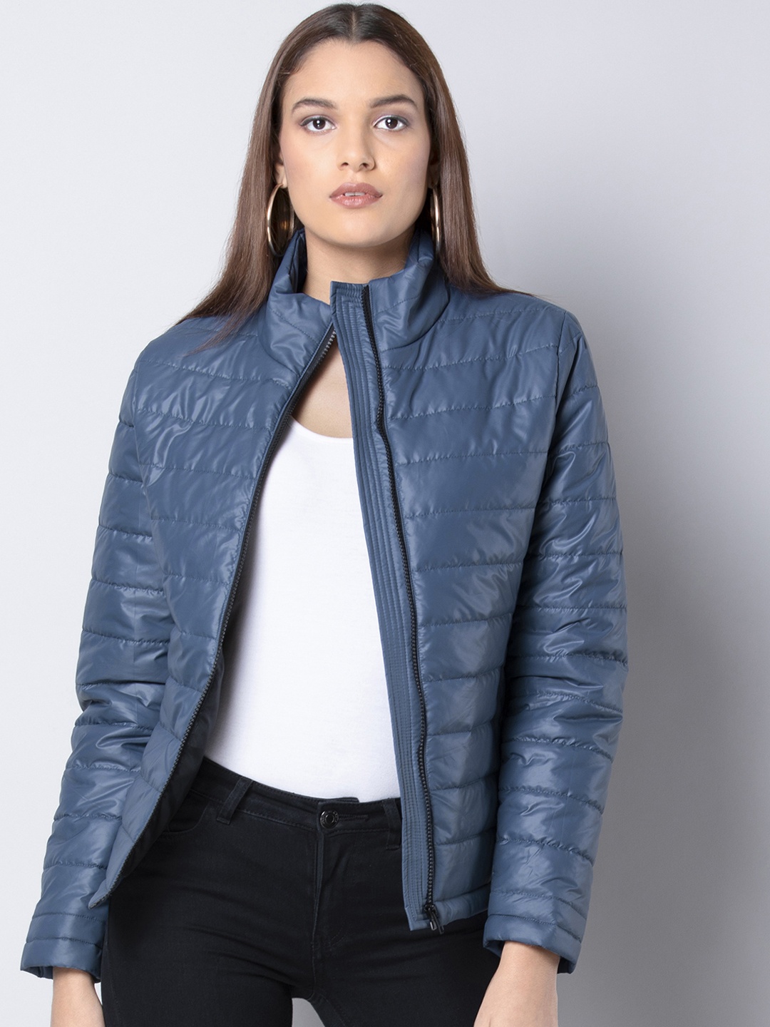

FabAlley Women Blue Solid Lightweight Jacket