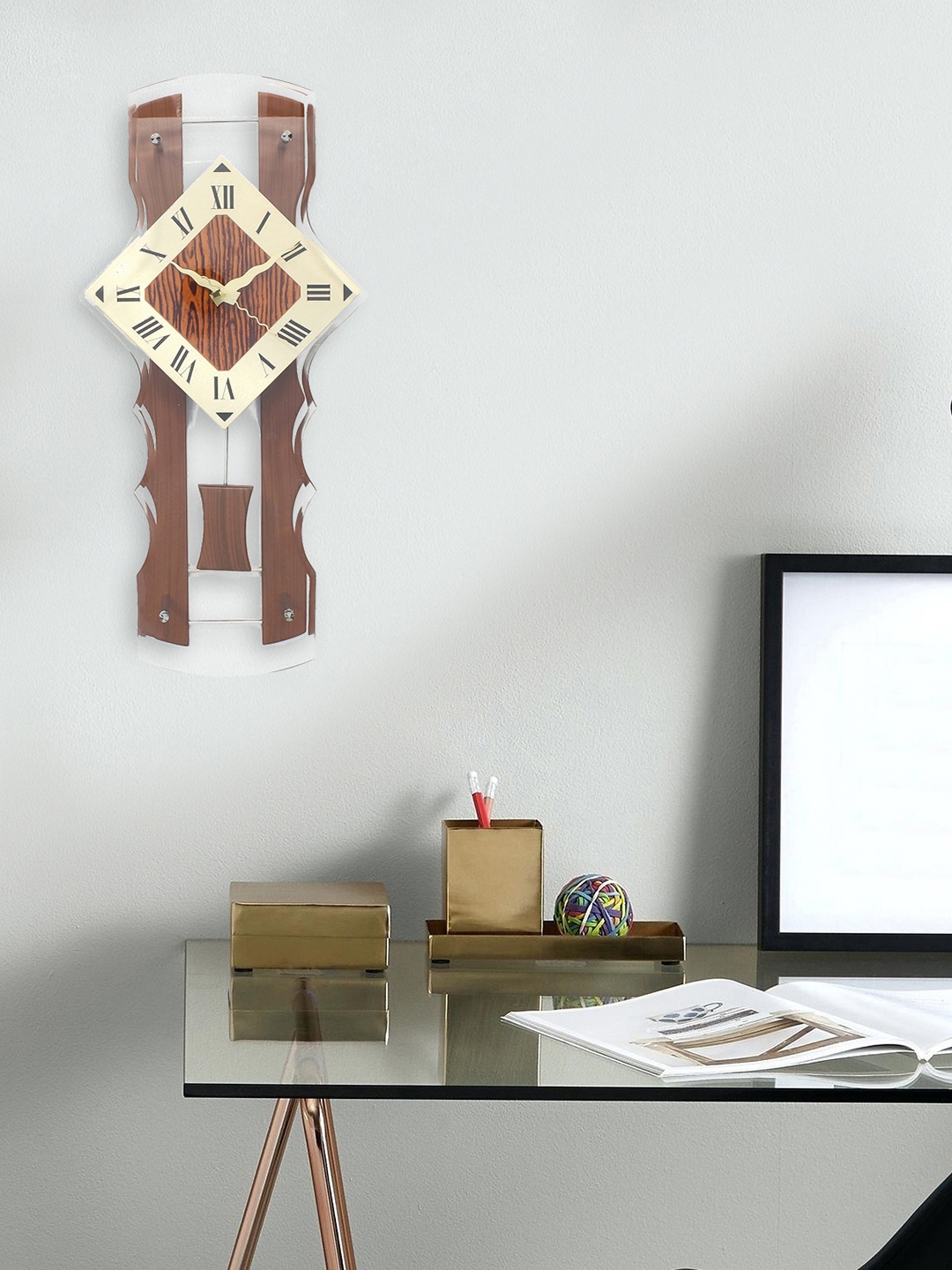 

eCraftIndia Brown Handcrafted Geometric Solid Analogue Wall Clock (50.48 x 24.13 x 6.35)