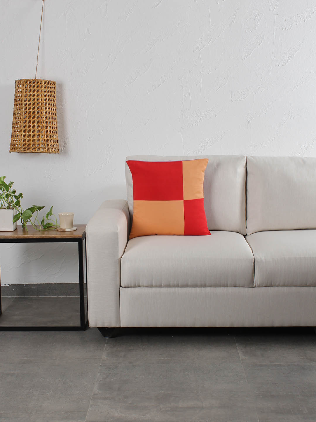 

House This Orange & Red Colourblocked Square Cushion Cover