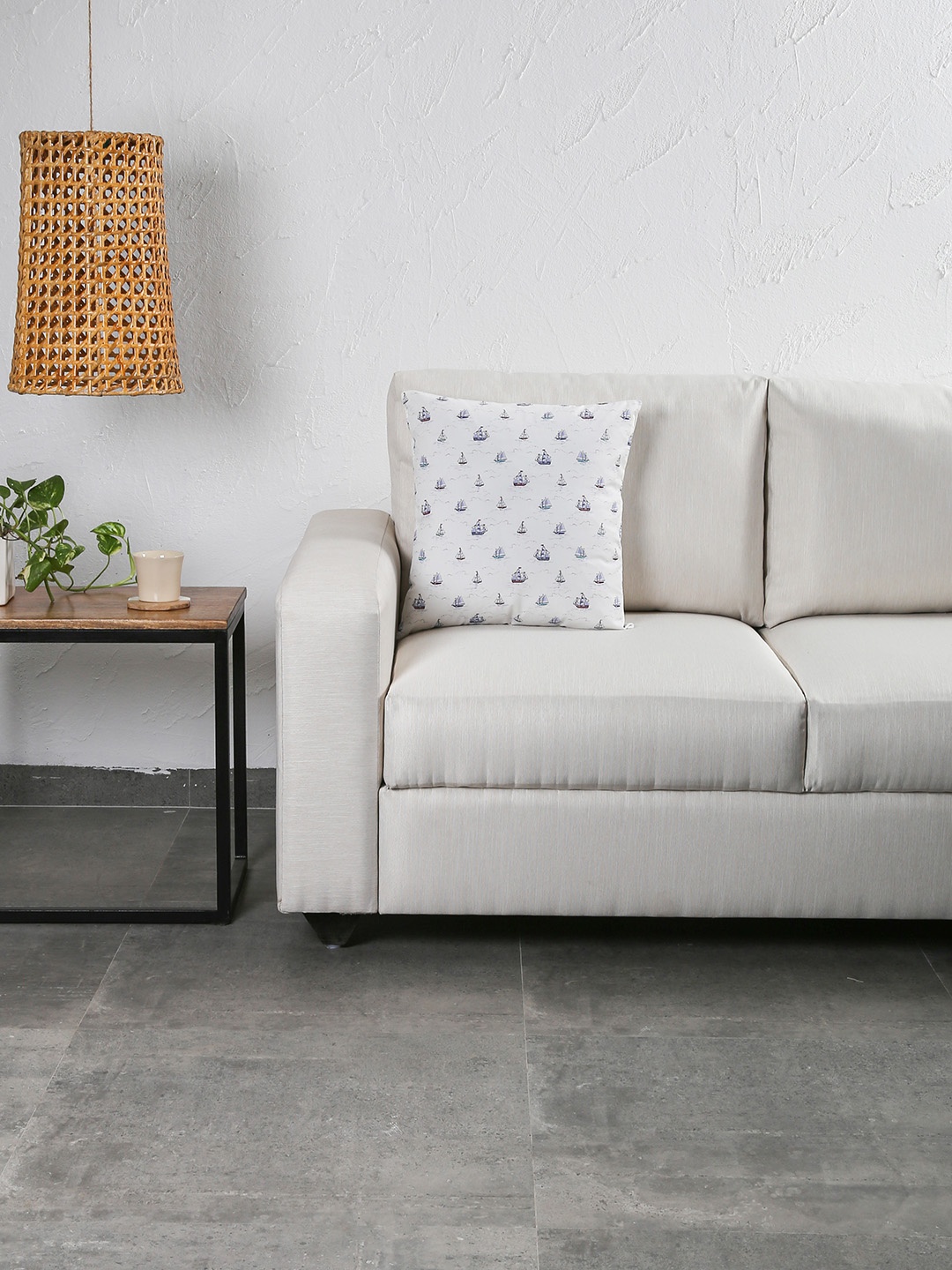 

House This White & Blue Single Abstract Square Cushion Covers