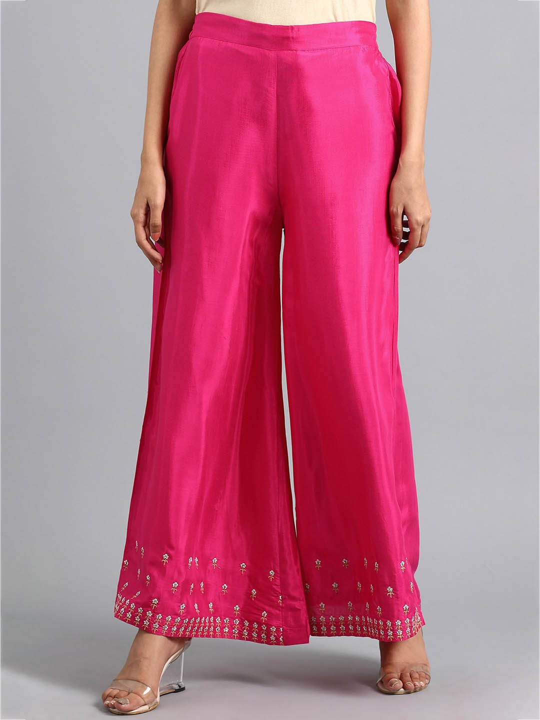 

WISHFUL Women Pink Solid Straight Palazzos