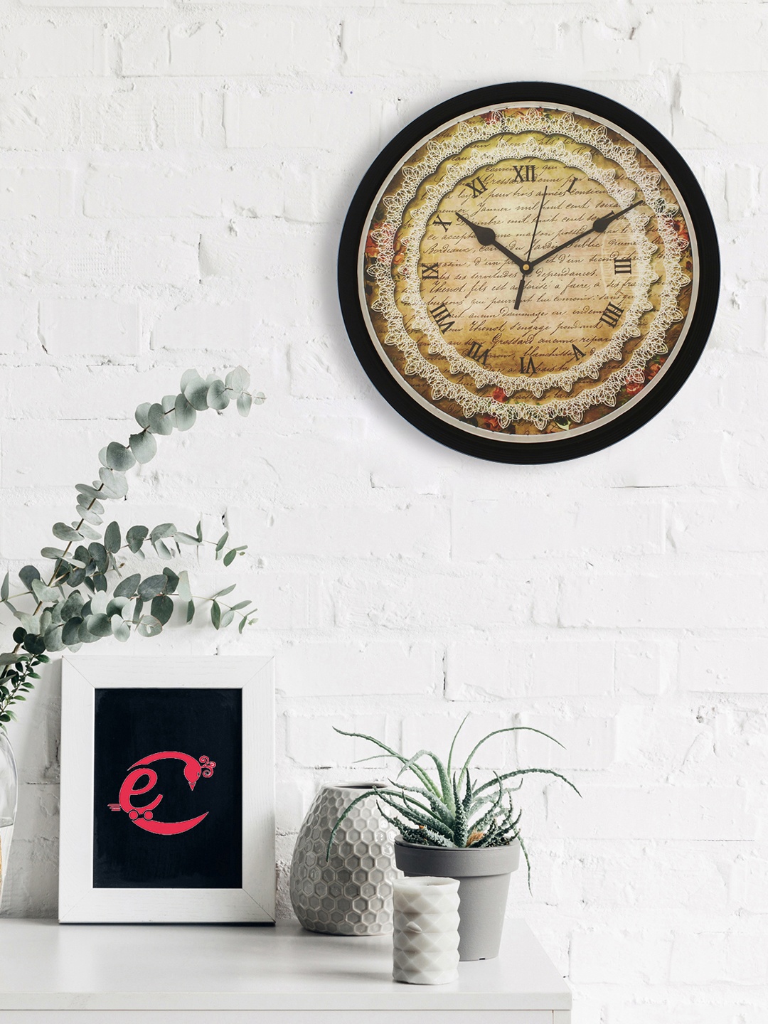 

eCraftIndia Beige Round Printed Analogue Wall Clock (31.75 x 31.75 x 2.54)