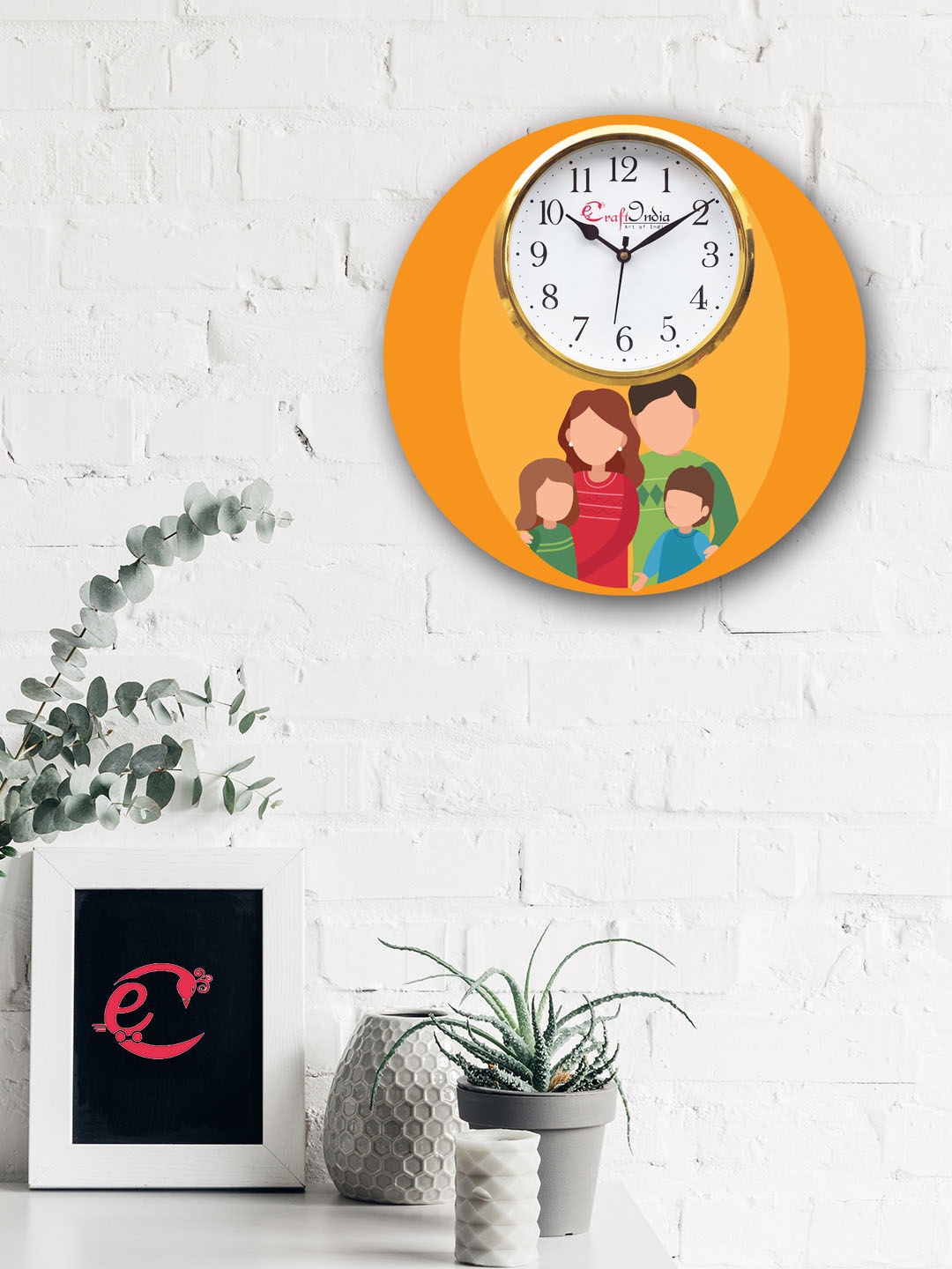 eCraftIndia White Handcrafted Round Printed 30.48 cm Analogue Wall Clock