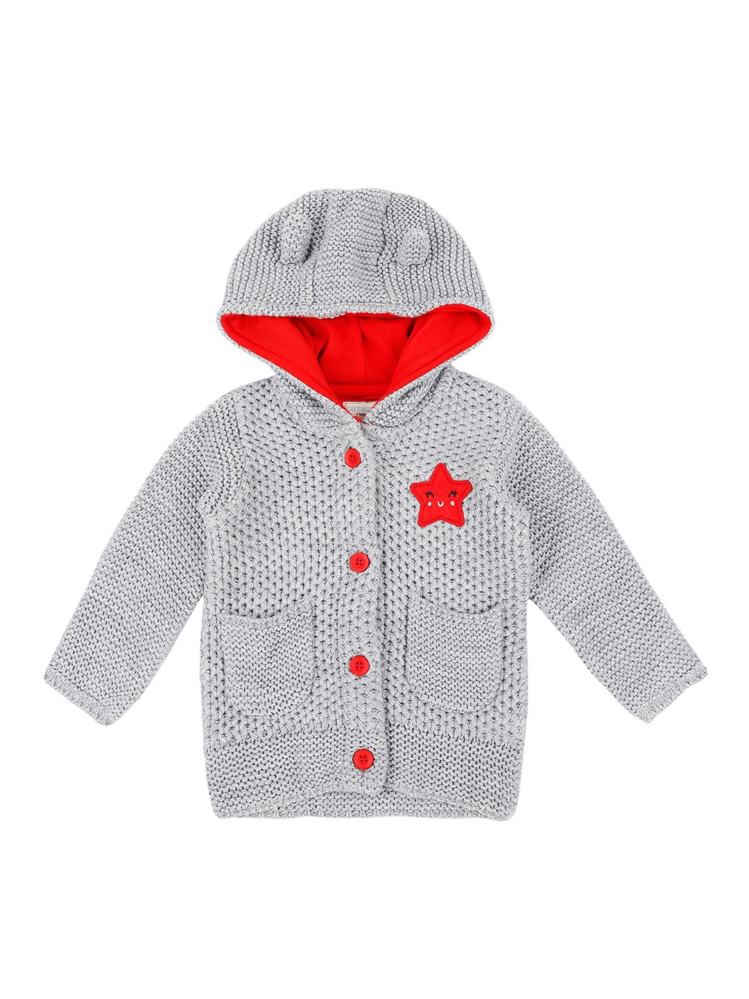 

Pantaloons Baby Girls Grey Self Design Cardigan Sweater