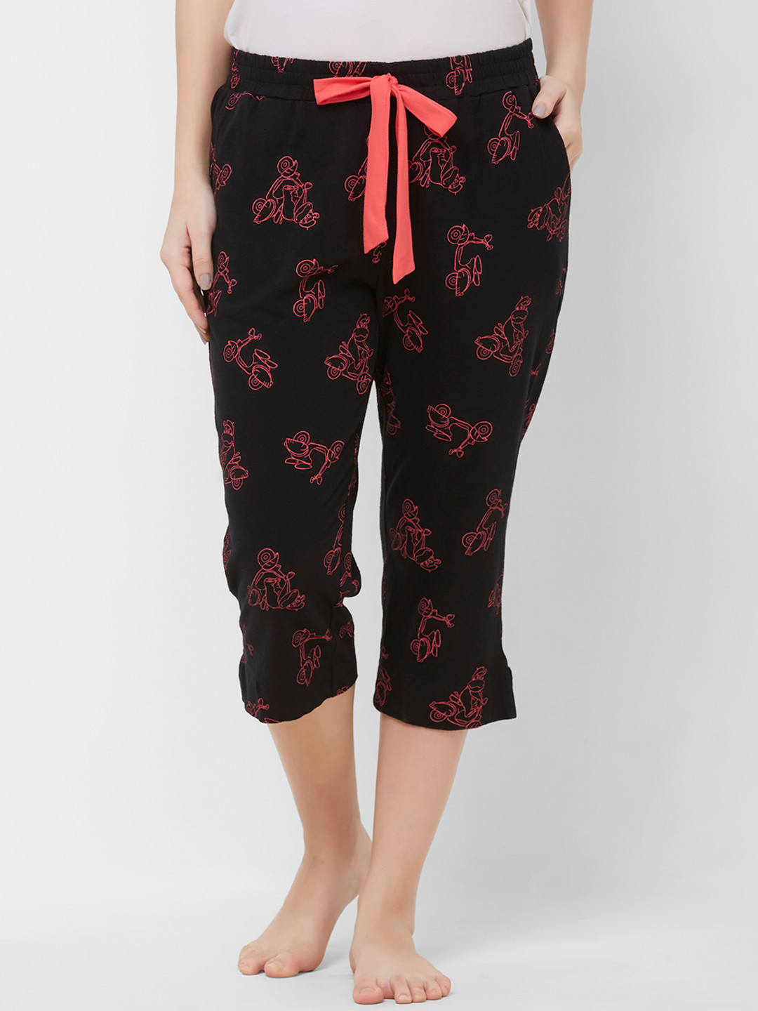 

Mystere Paris Women Black & Pink Printed Lounge Pants