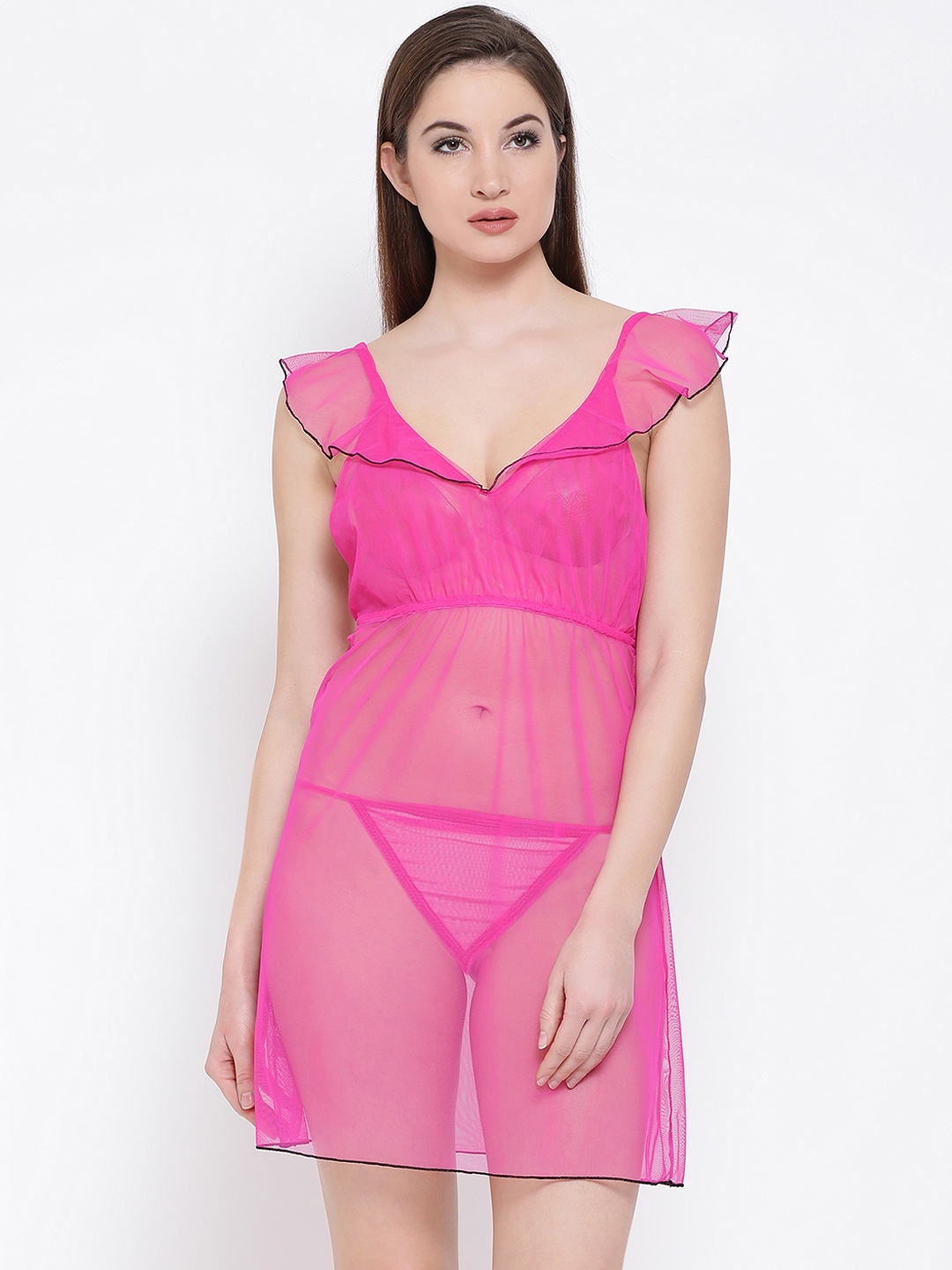 

Clovia Pink Solid Baby Doll NS0772Z22S
