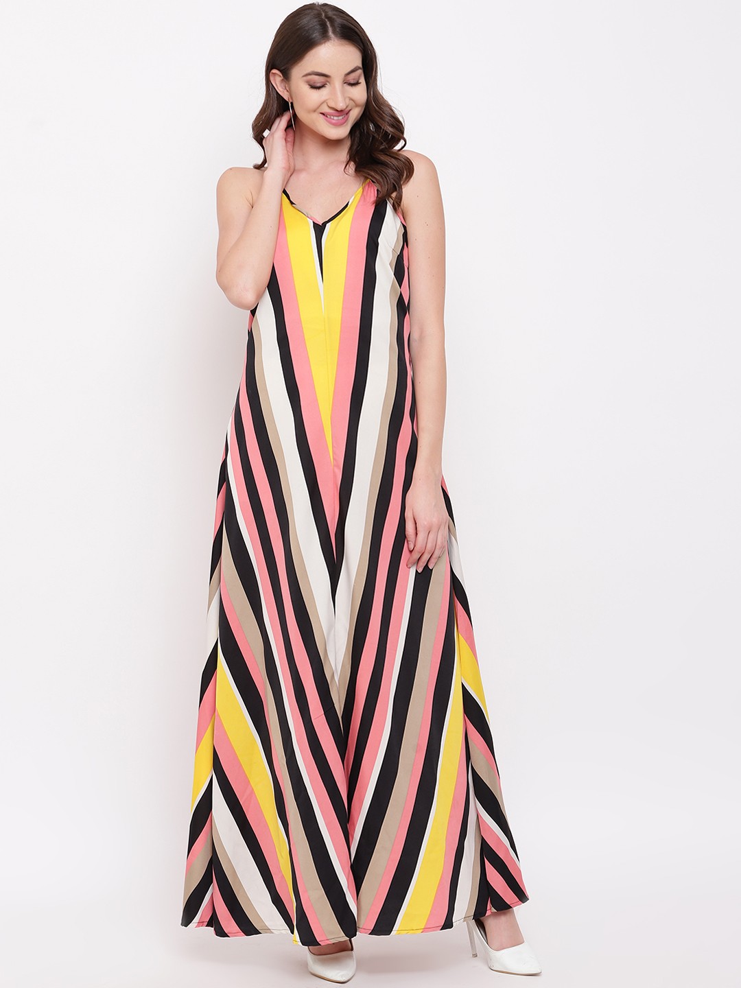 

Mayra Women Pink Candy Striped Maxi Dress