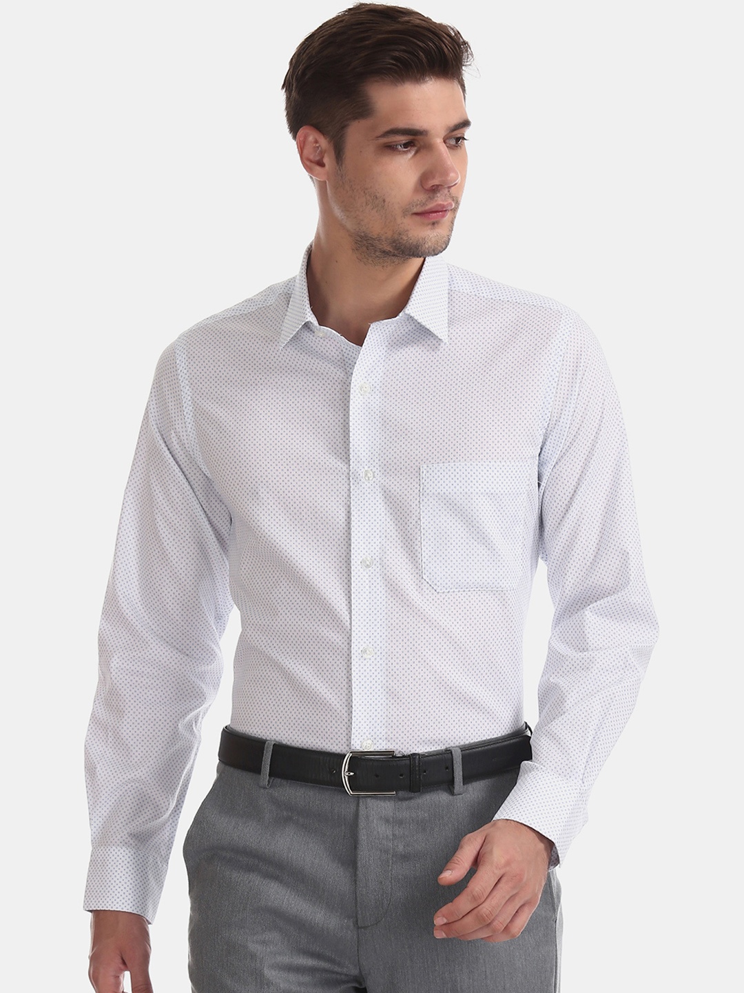 Arrow Men White Printed Regular Fit Formal Shirt