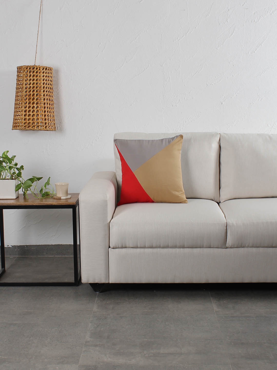 

House This Red & Beige Single Colourblocked Square Cushion Covers
