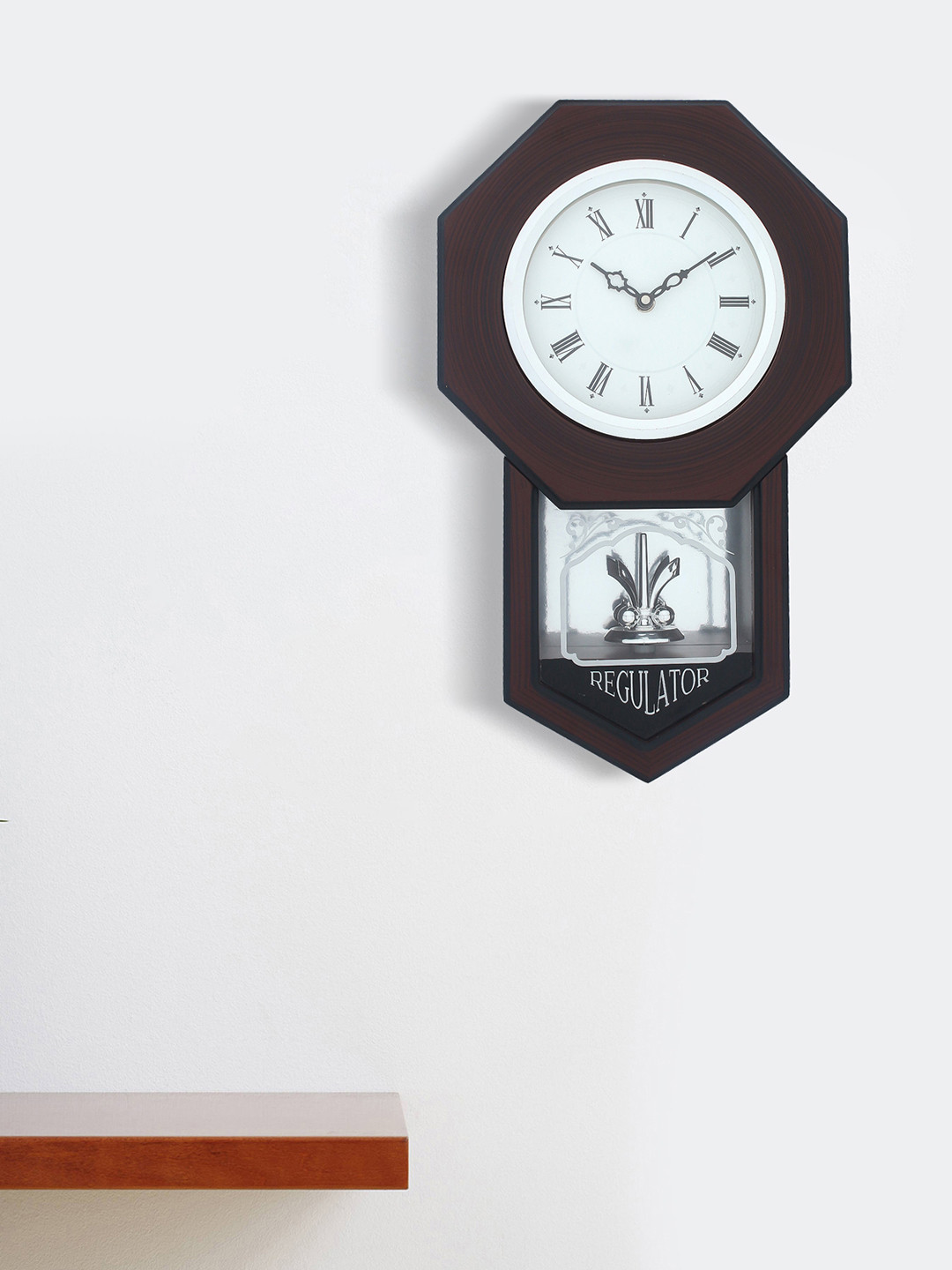 

eCraftIndia Brown Handcrafted Geometric Solid 22.8 cm Analogue Wall Clock
