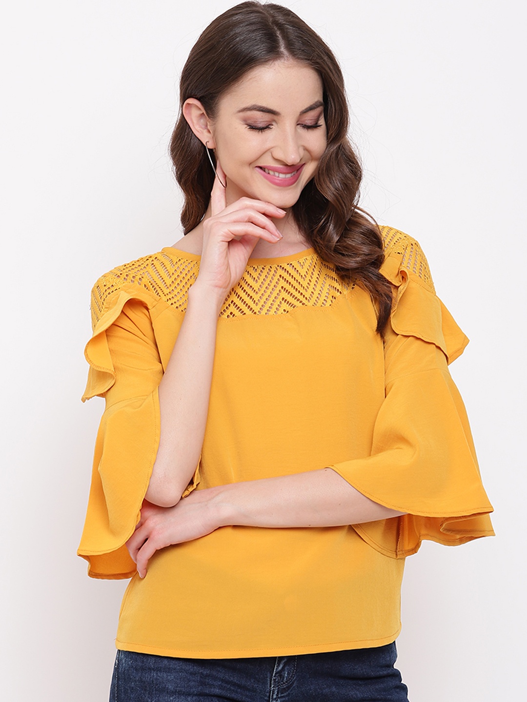 

Mayra Women Mustard Yellow Solid Top