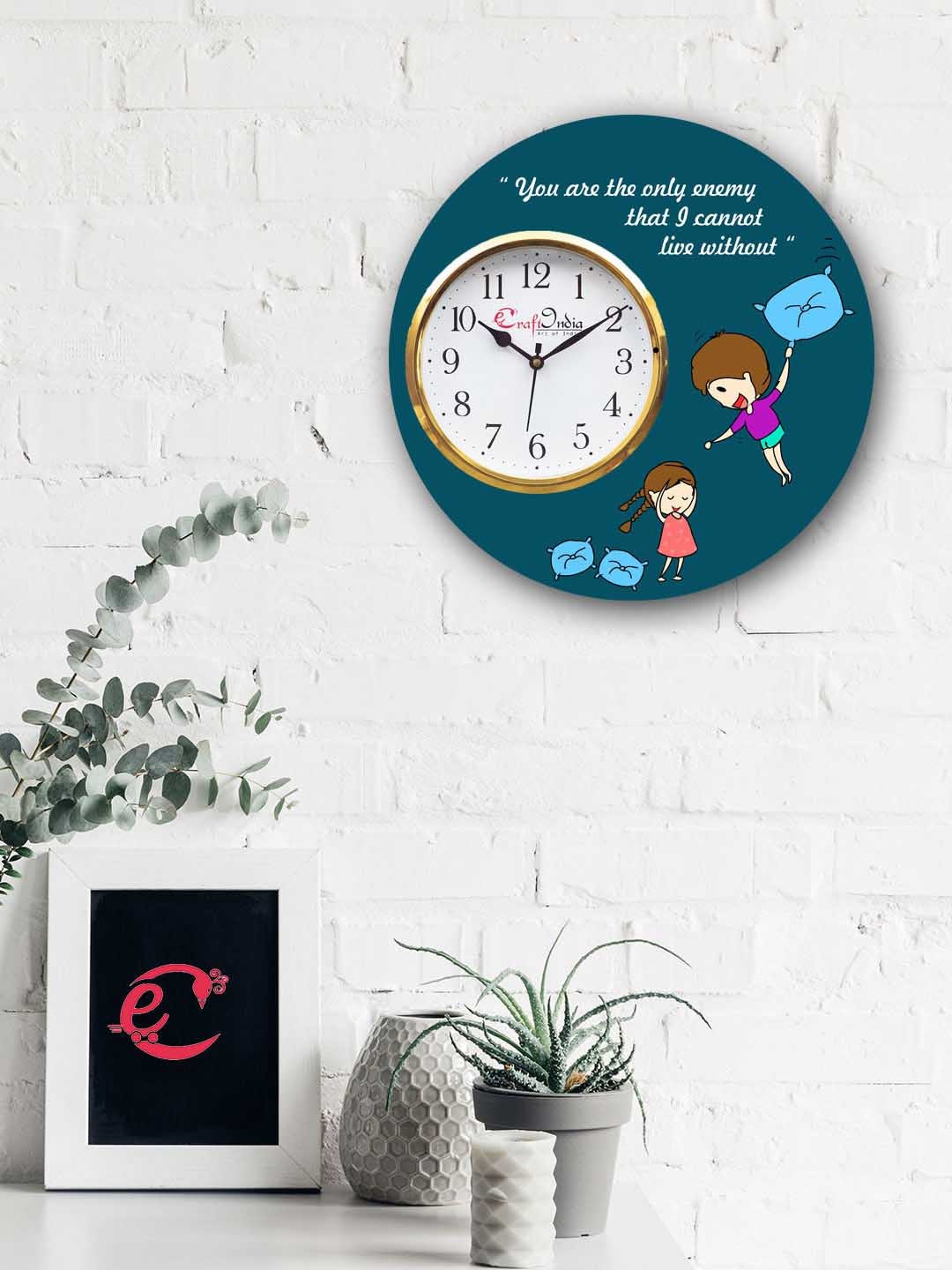 

eCraftIndia White Handcrafted Round Printed 30.48 cm Analogue Wall Clock