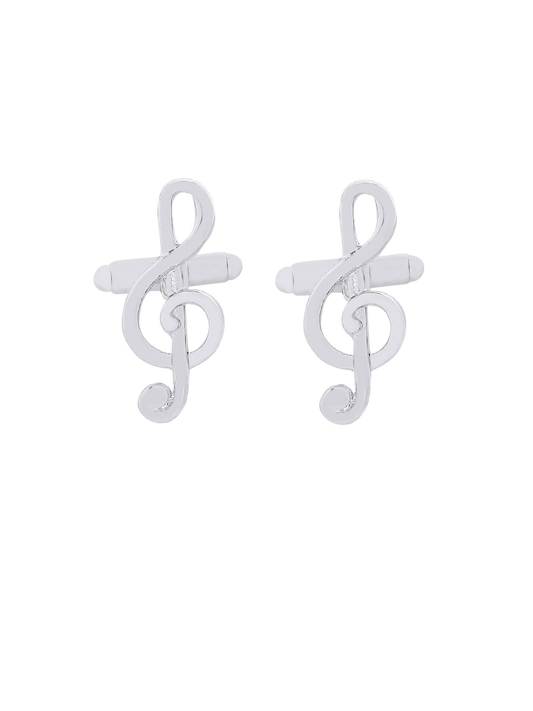 

bodha Rhodium-Plated Musical Symbol Shaped Cufflinks, Silver