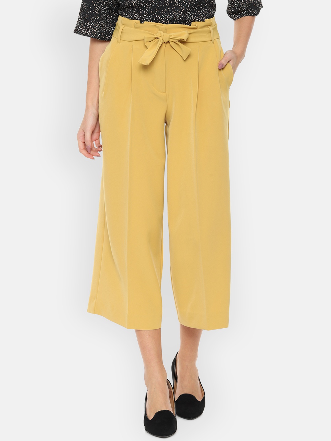 

Van Heusen Woman Yellow Solid Parallel Trousers