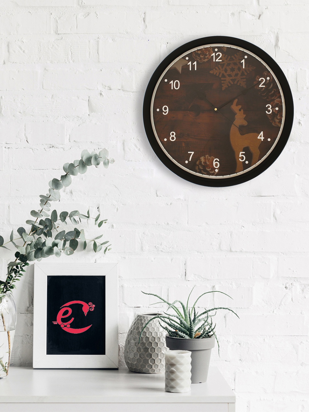 

eCraftIndia Black & Brown Round Printed Analogue Wall Clock