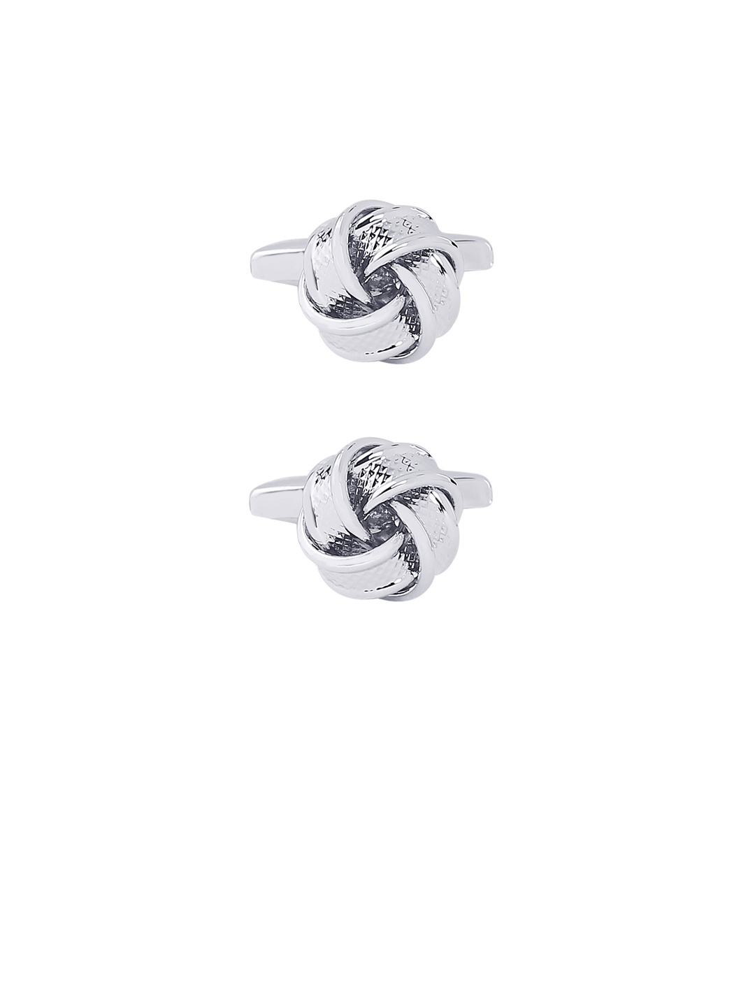 

bodha Silver-Plated Round Shaped Textured Cufflinks