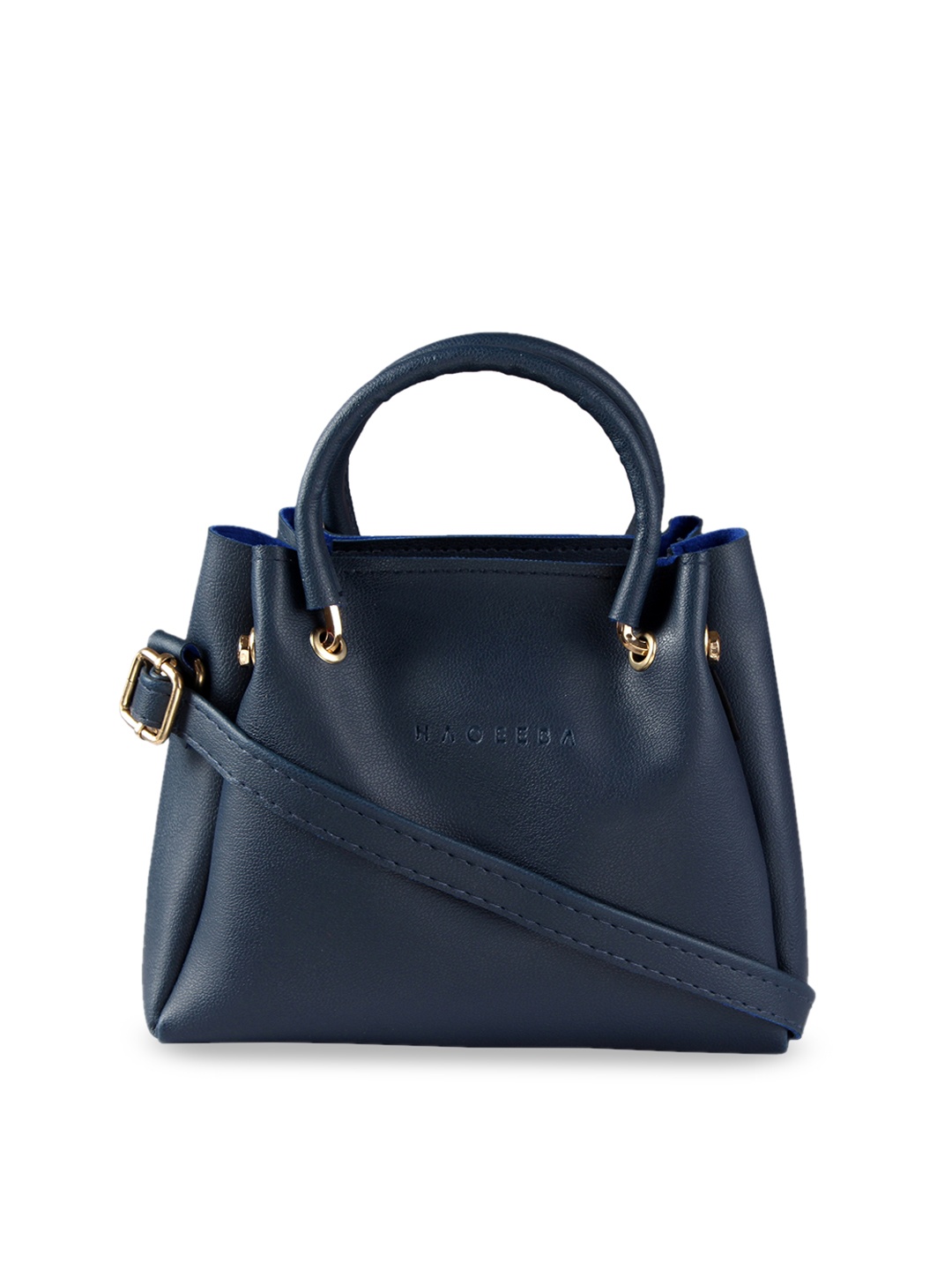 

HAQEEBA Navy Blue Solid Handheld Bag