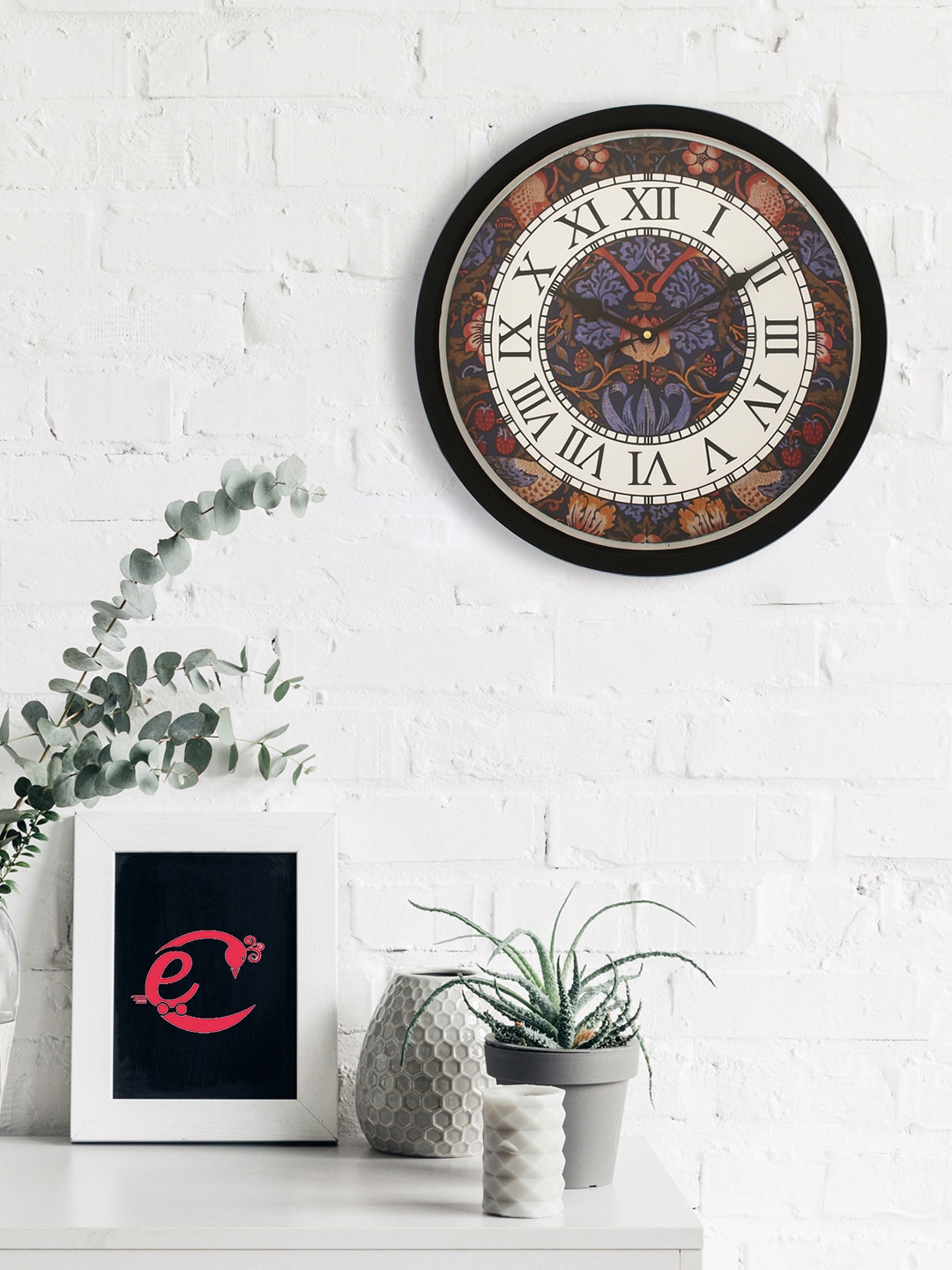

eCraftIndia Brown & Blue Round 31.75cm Printed Analogue Wall Clock