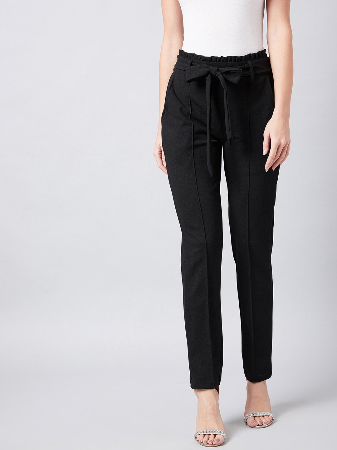 

Athena Women Black Smart Slim Fit Peg Trousers