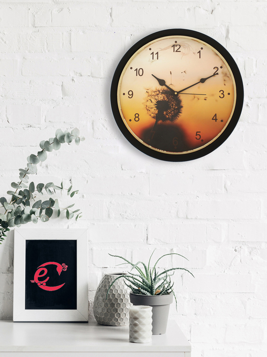 

eCraftIndia Beige & Yellow Round Printed 31 cm Analogue Wall Clock