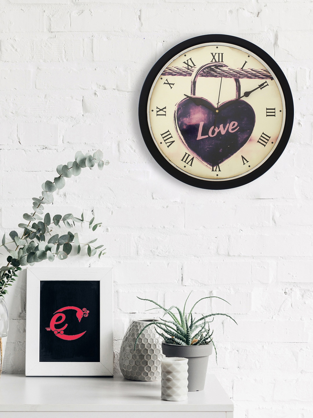 eCraftIndia Black Analogue Wall Clock