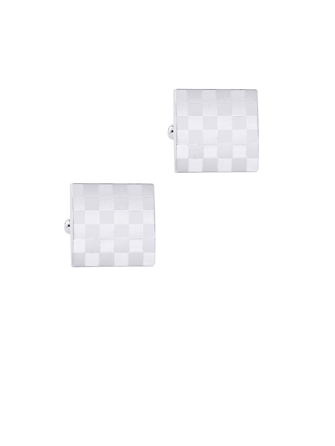 

bodha Rhodium-Plated Square Shaped Textured Cufflinks, Silver
