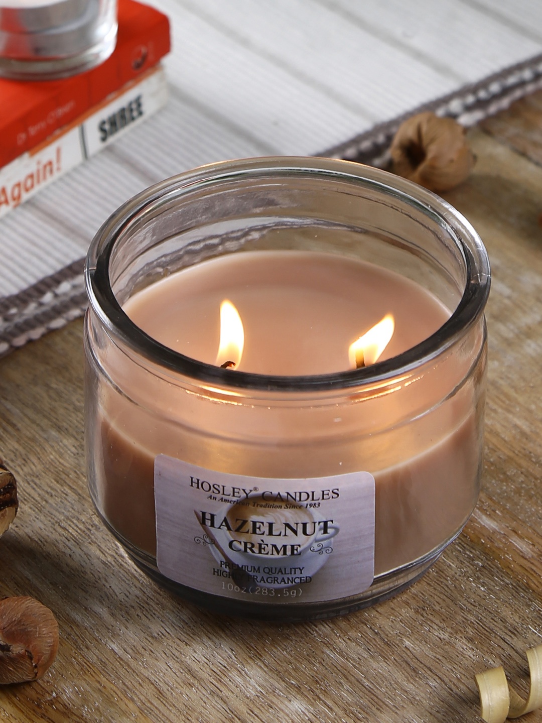 

HOSLEY Brown Hazelnut Creme Highly Fragranced Jar Candle 283.5 g