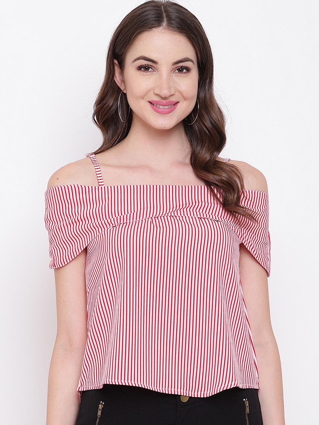 

Mayra Women Pink Striped A-Line Top