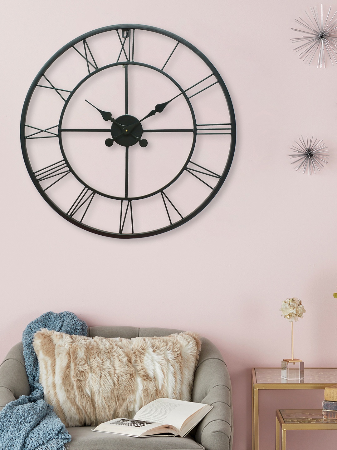 

eCraftIndia Black Handcrafted Round Solid Analogue Wall Clock (60.96 x 60.96 x 12.7)
