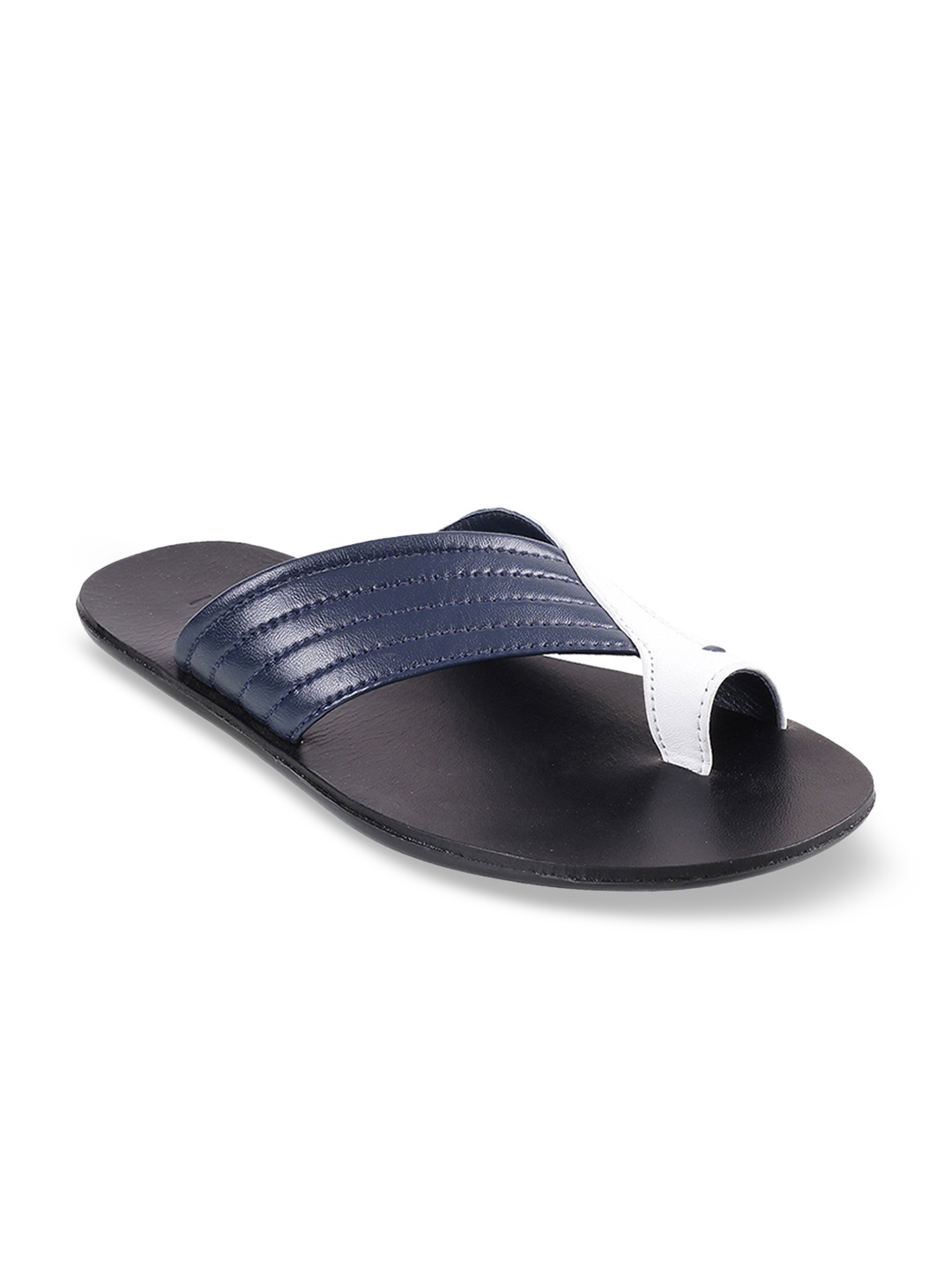 

Mochi Men Navy Blue & White Leather Comfort Sandals