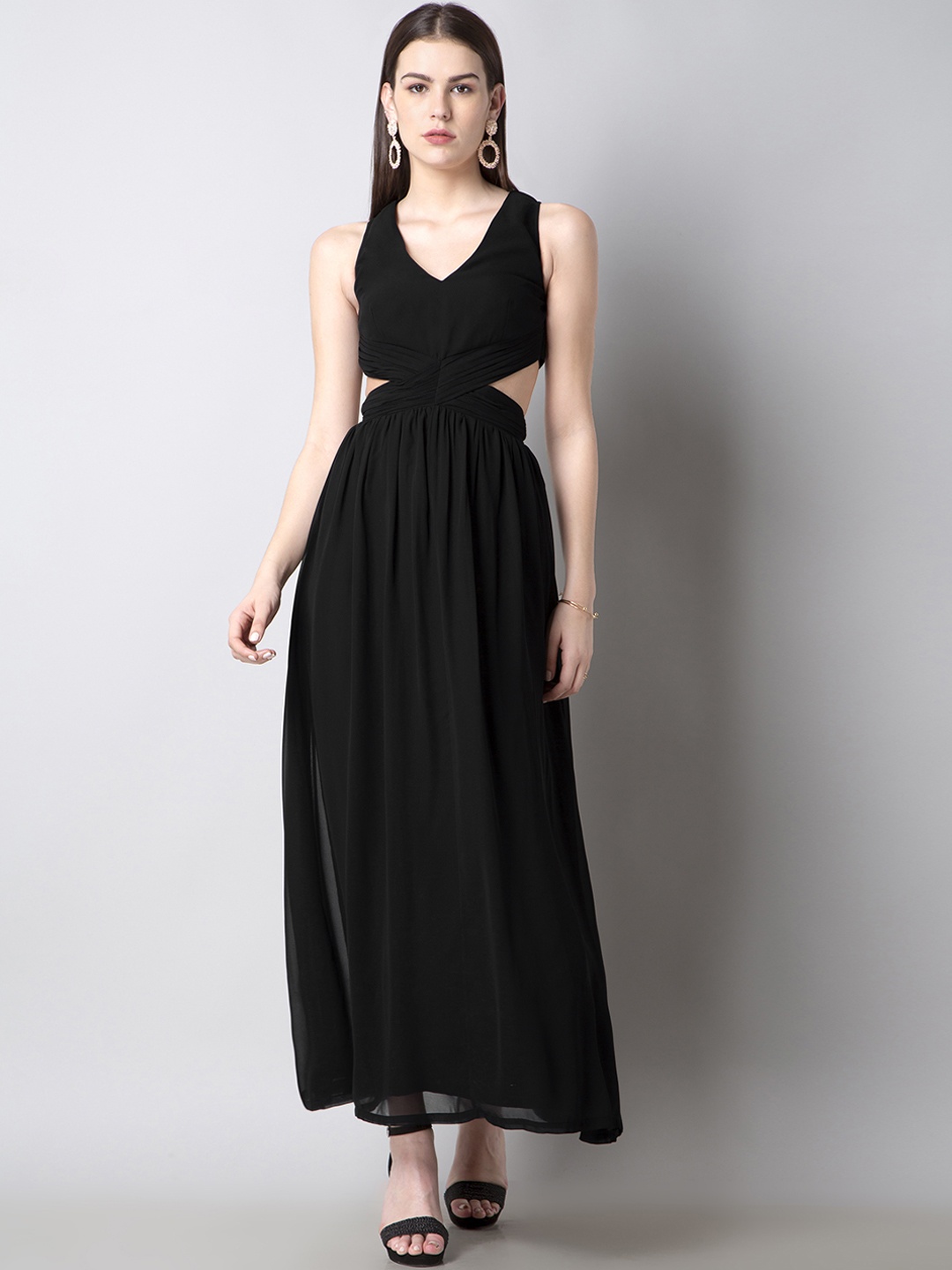 

FabAlley Women Black Solid Fit and Flare Dress