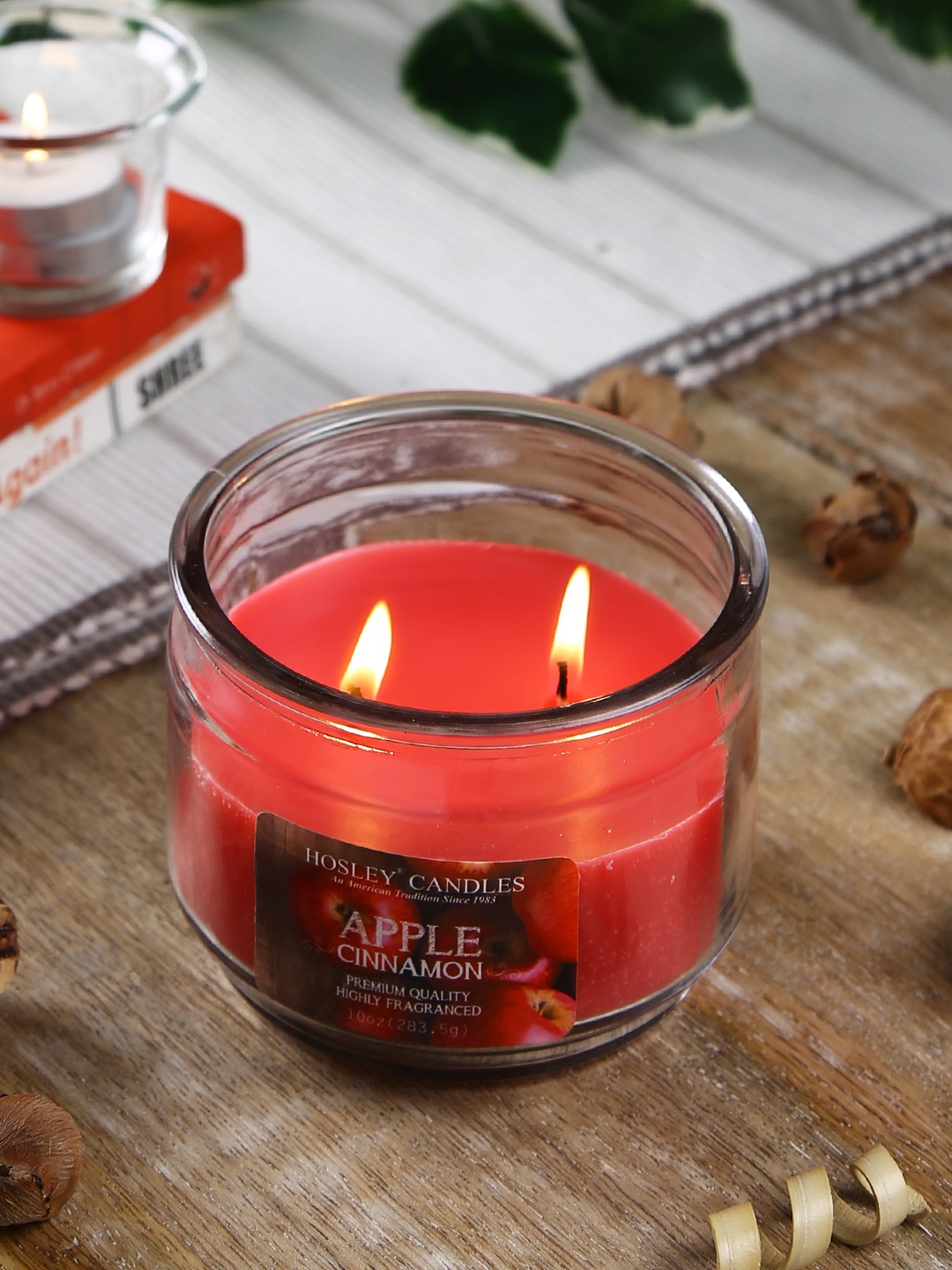 

Hosley Red Solid Apple Cinnamon Scented 2 Wick Jar Candle 283 g