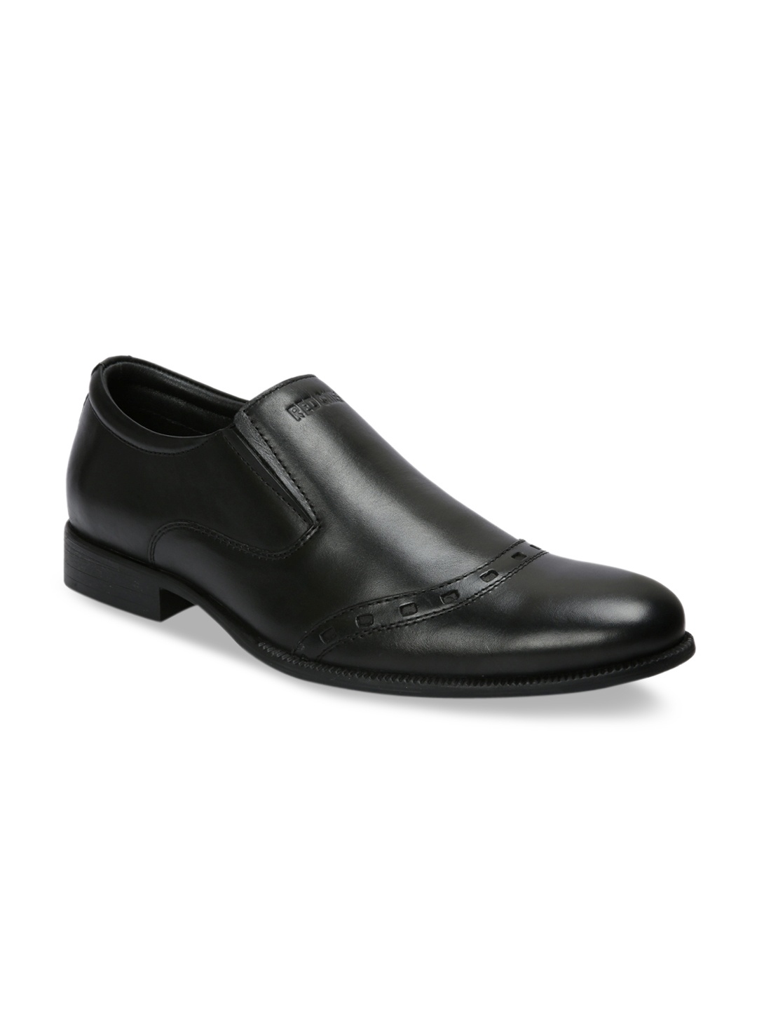 

Red Chief Men Black Solid Leather Formal Slip-On Shoes
