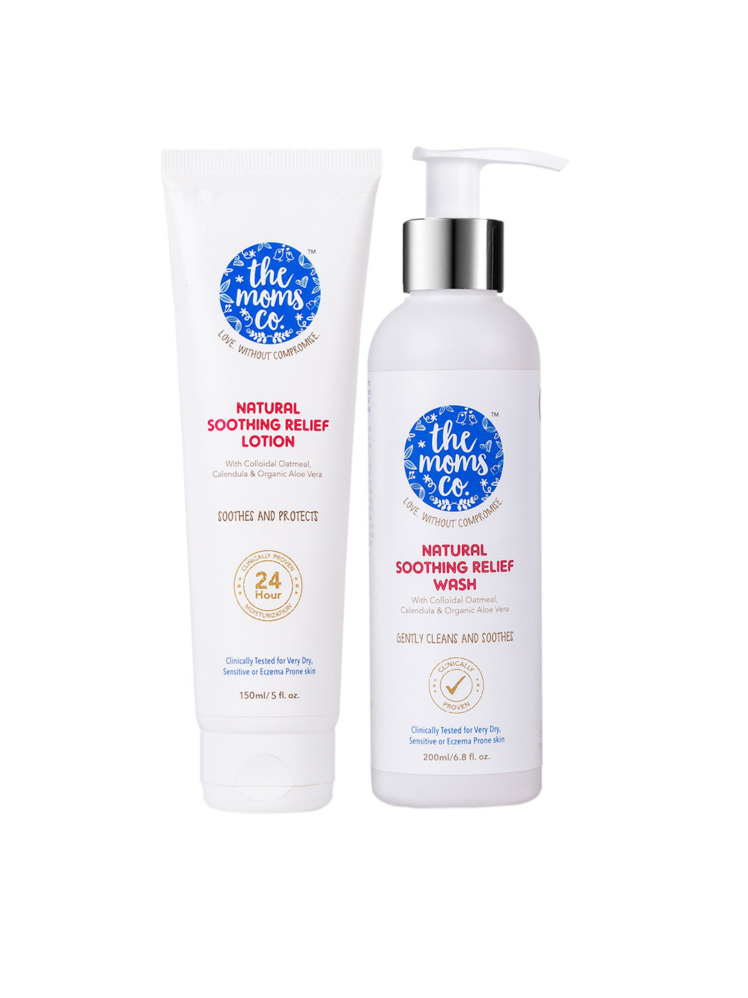 

The Moms Co. Combo of Natural Soothing Relief Baby Lotion 150 ml & Wash 200 ml, White