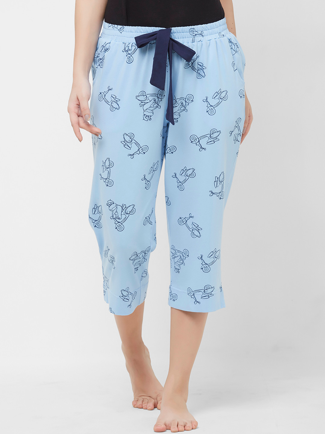 

Mystere Paris Women Blue Printed Lounge Pants
