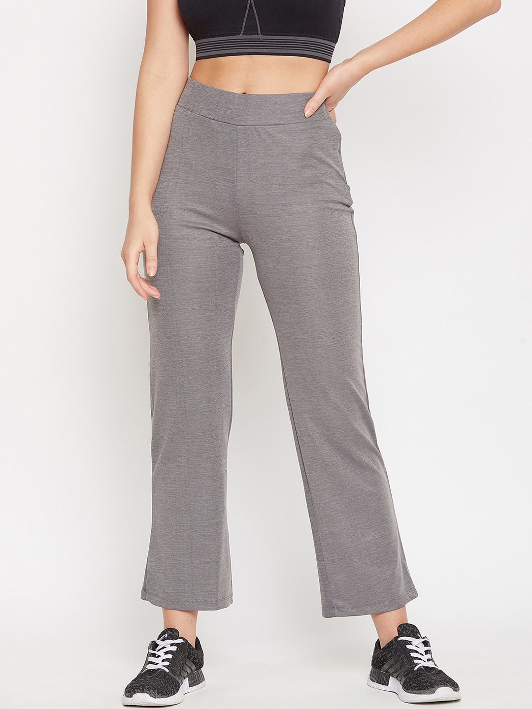 

PERFKT-U Women Grey Solid Slim-Fit Rapid Dry Track Pants