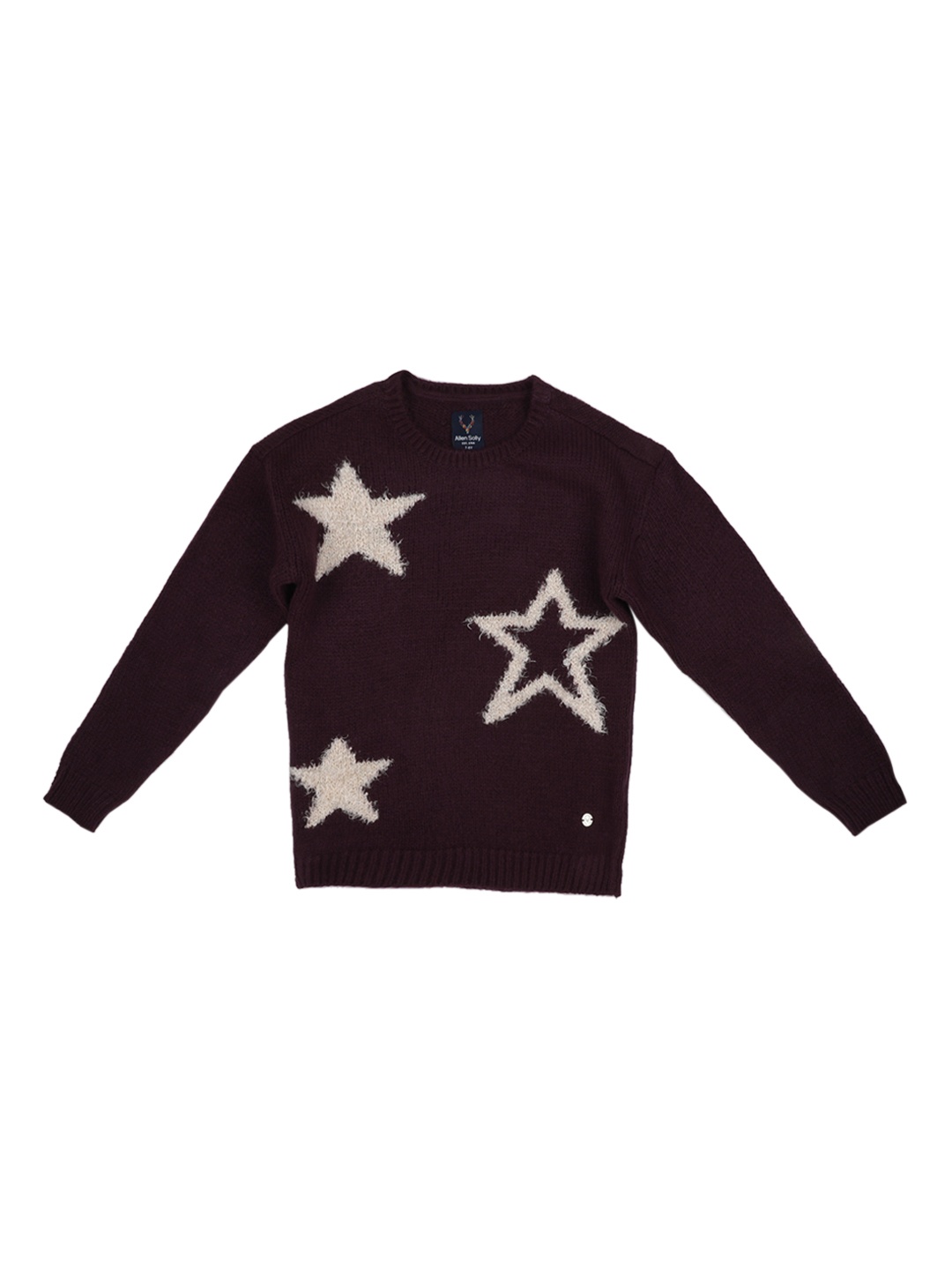 Allen Solly Junior Girls Burgundy Self Design Pullover Sweater