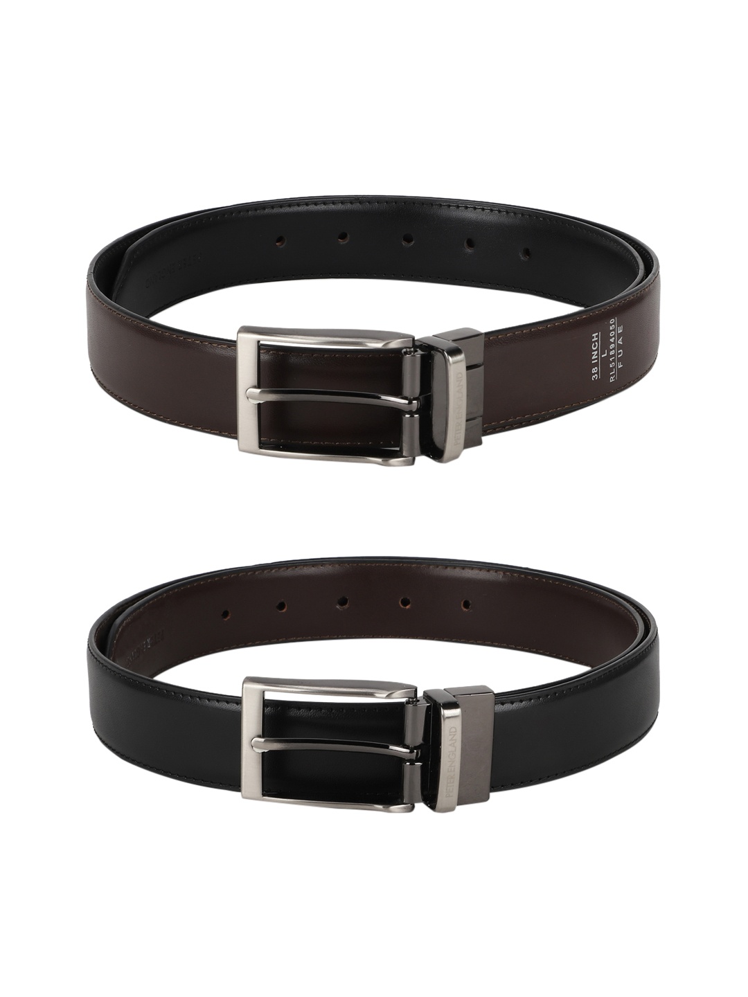 

Peter England Men Black & Brown Solid Reversible Belt