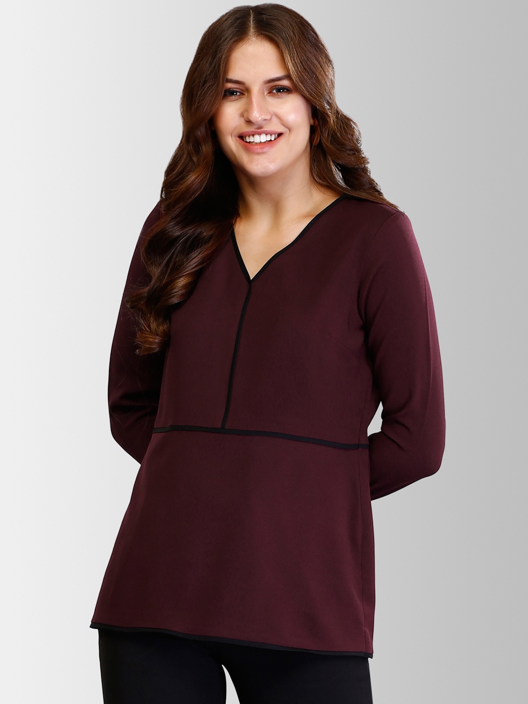 

FableStreet Women Maroon Solid A-Line Top