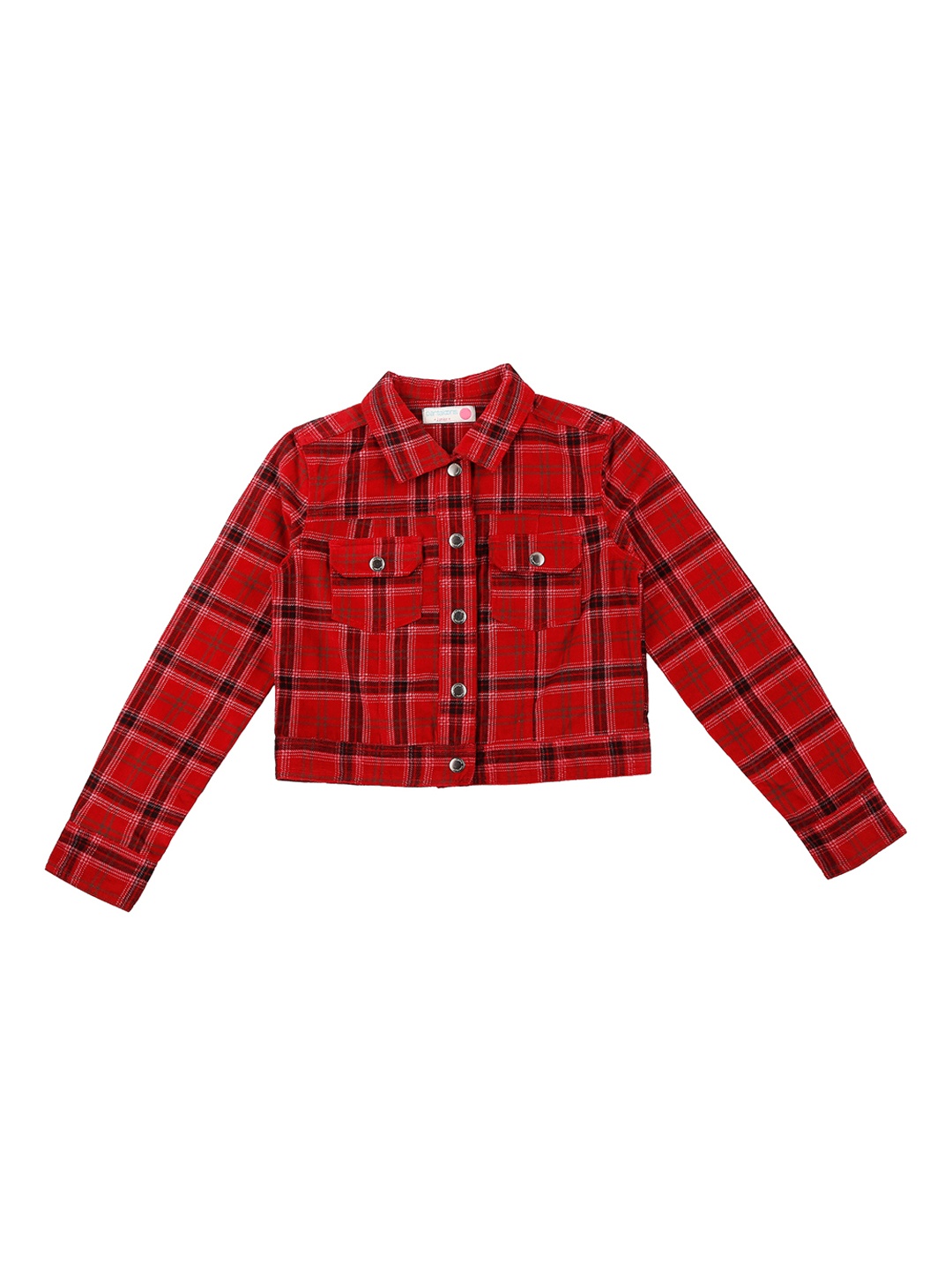 

Pantaloons Junior Girls Red & Black Checked Tailored Jacket