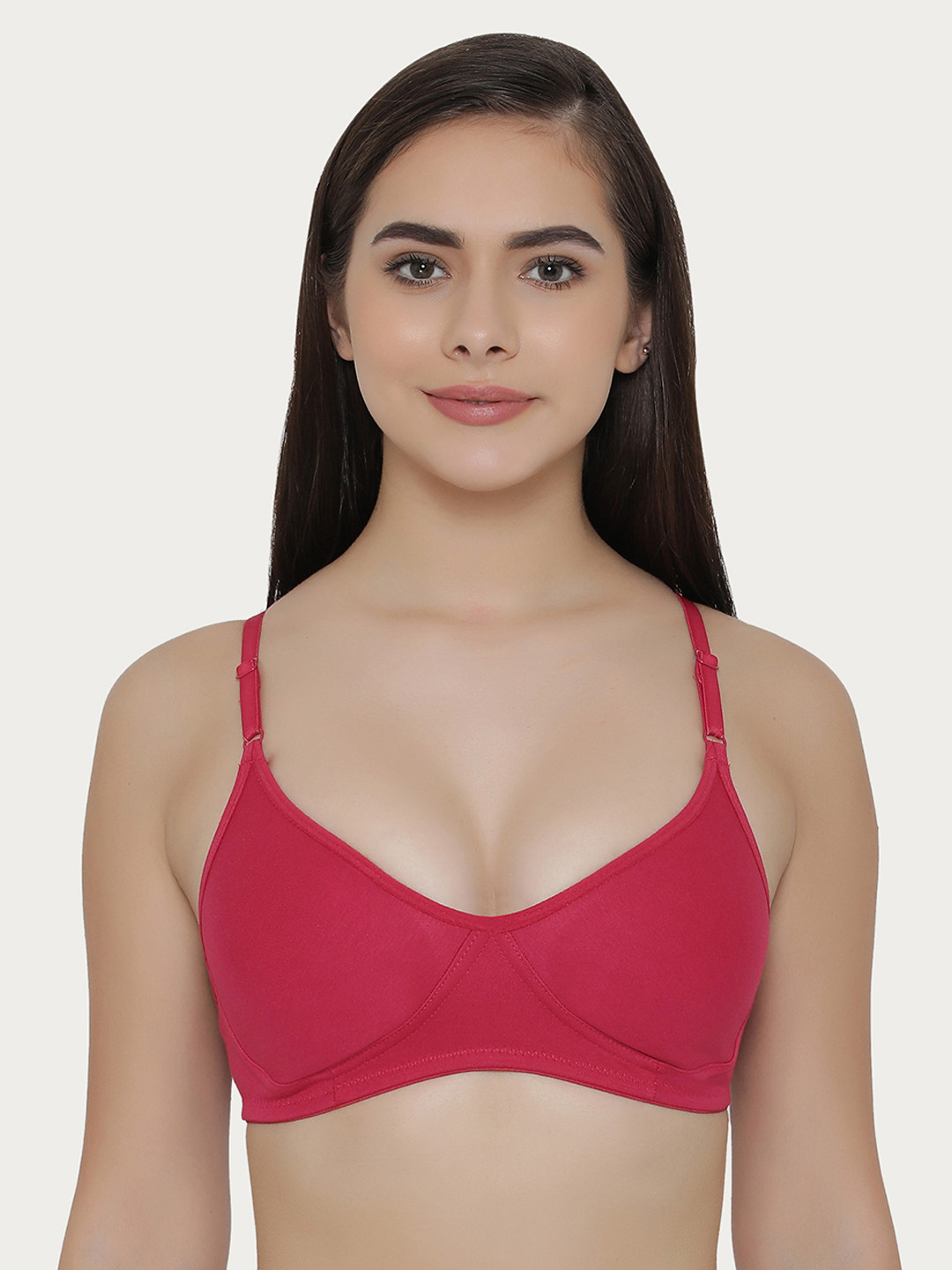 

Clovia Pink Solid Non-Wired Non Padded T-shirt Bra BR0184Z1432