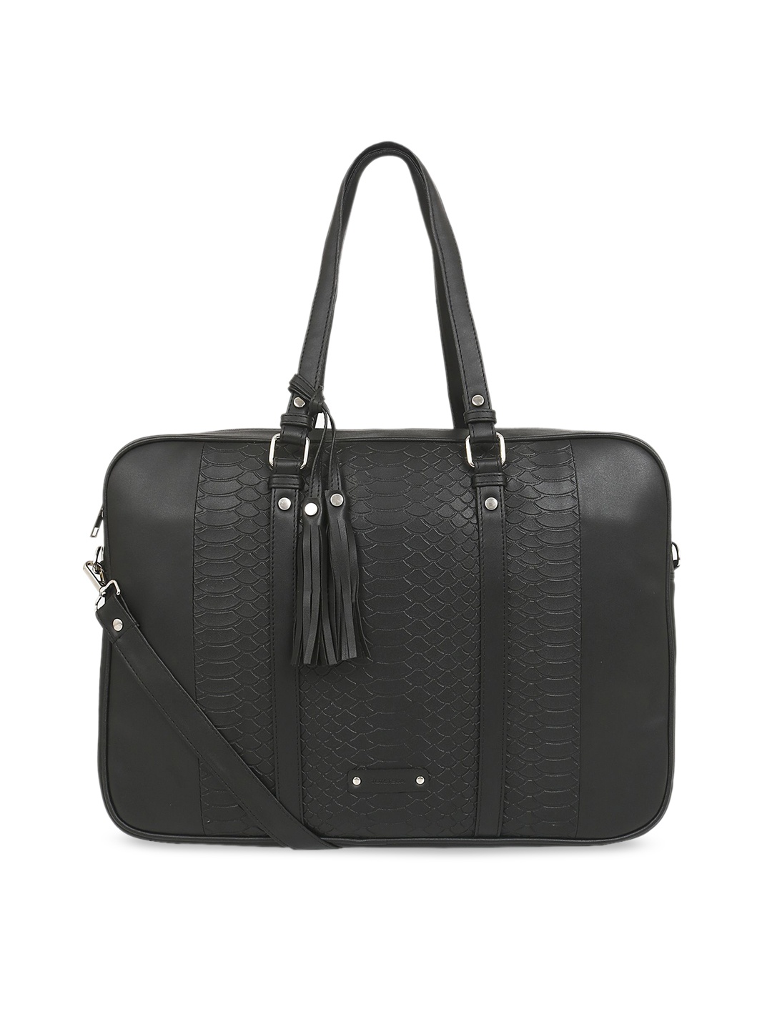 

Toteteca Women Black Croc Skin Textured Laptop Bag